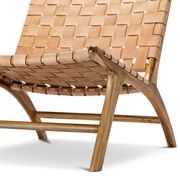 Lazie Leather Strapping Lounge Chair | Teak & Natural Tan gallery detail image