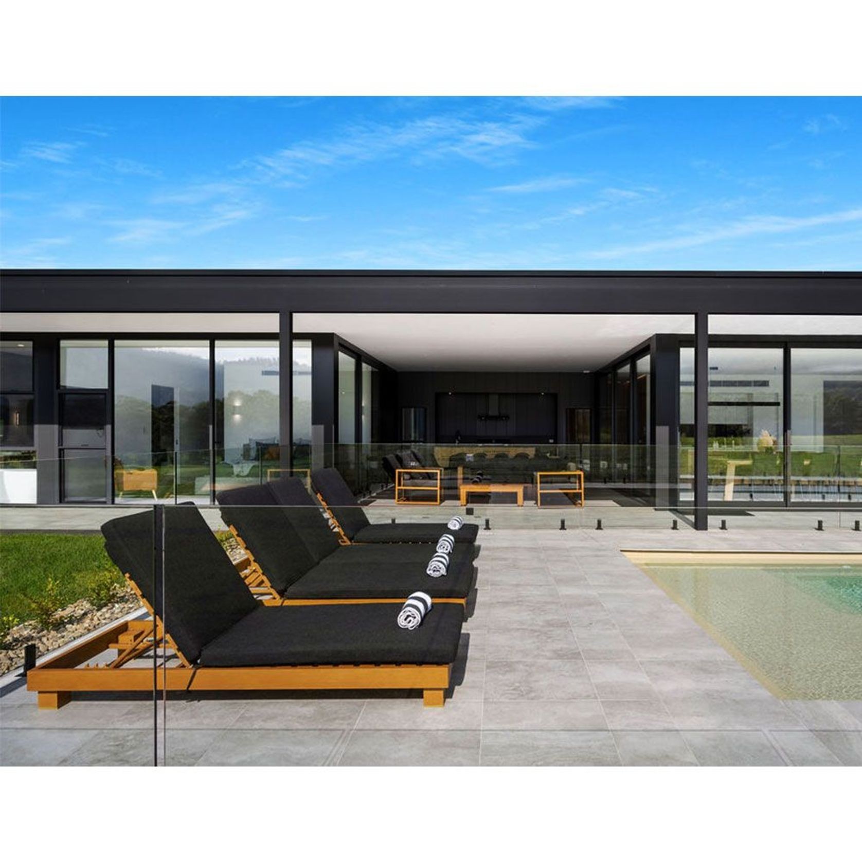 Santorini Aluminium Sun Lounge in Teak Look Finish gallery detail image