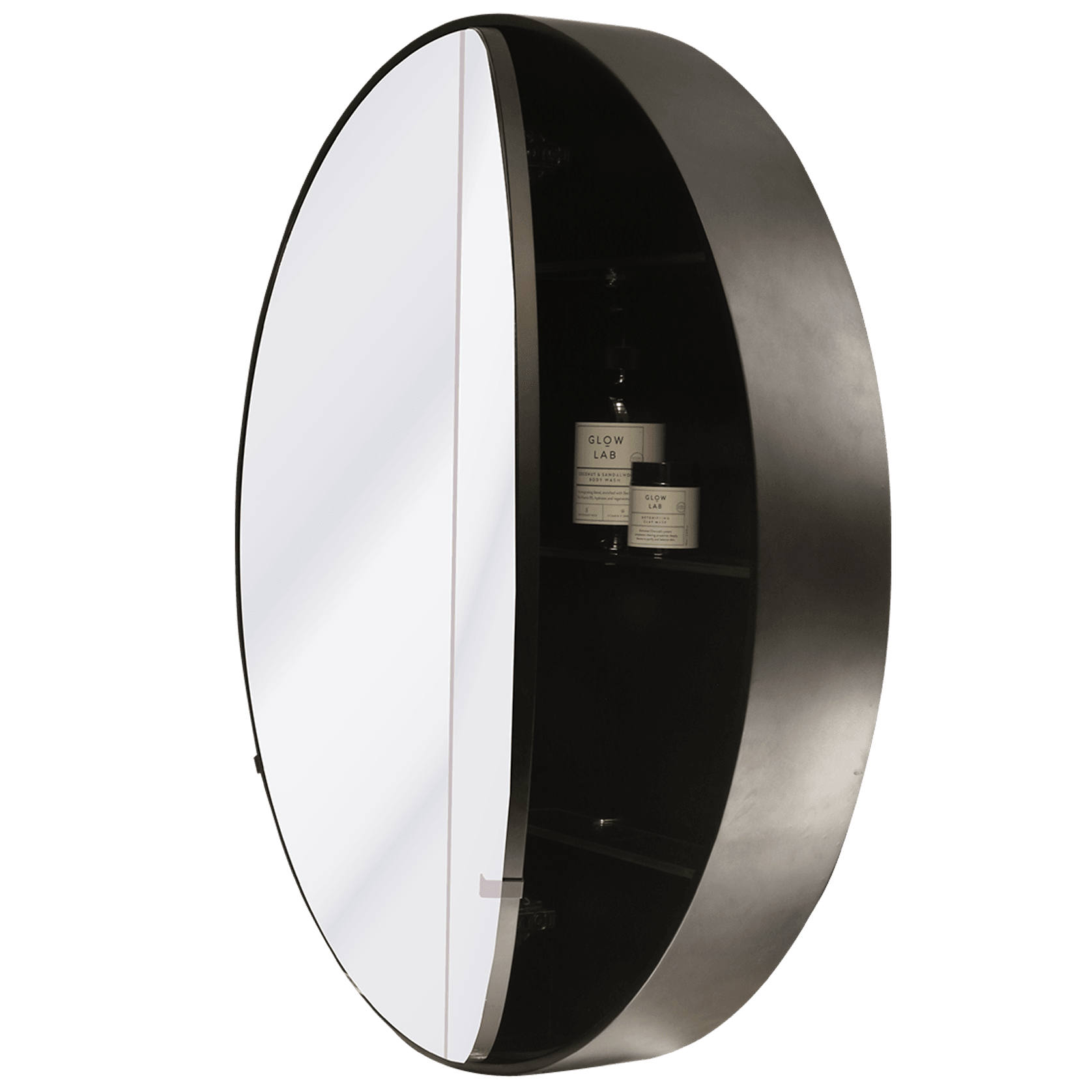 Kzoao 900mm Round Black Mirror Cabinet gallery detail image