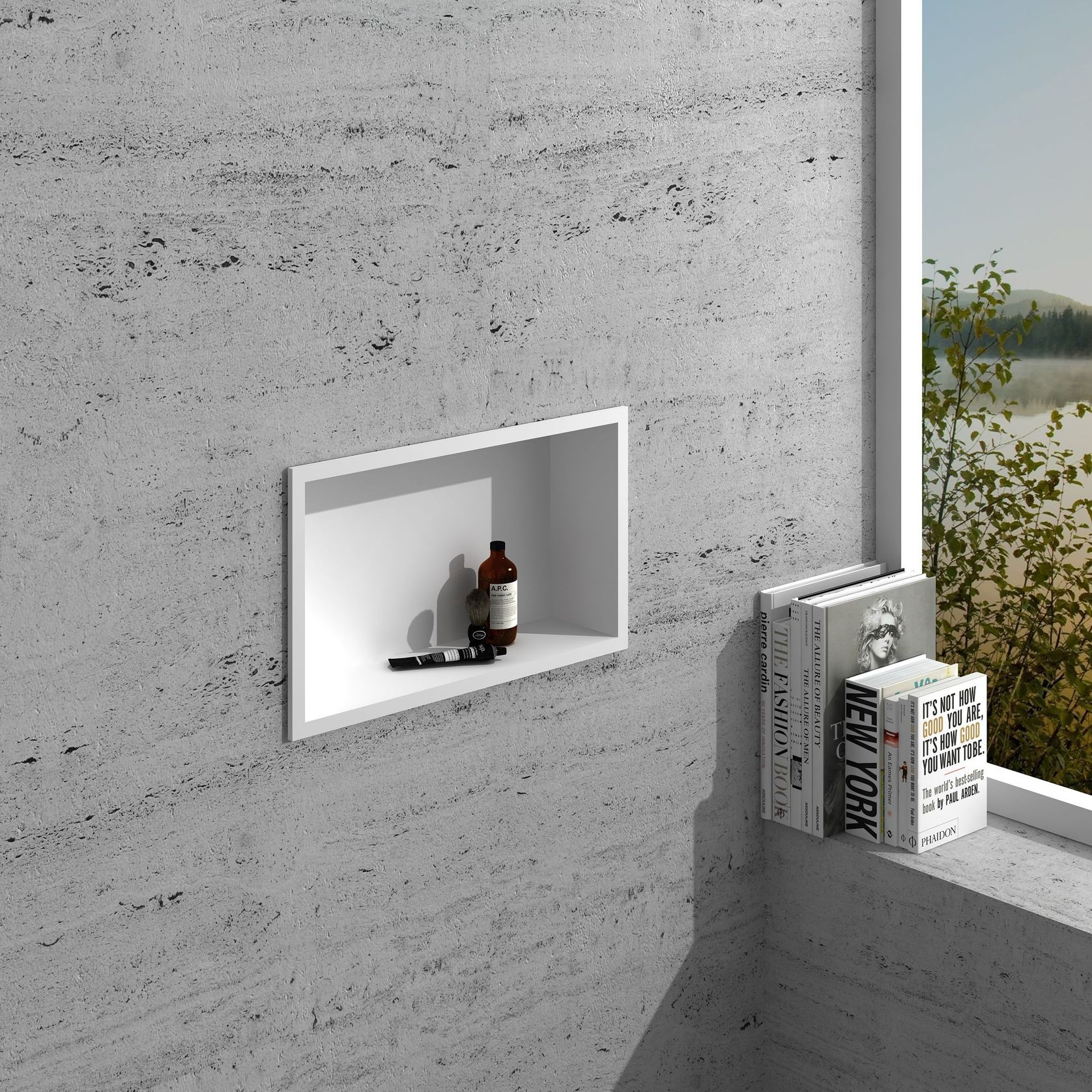 Recessed Stone Shower Shelf Insert 600mm G01122 ArchiPro AU