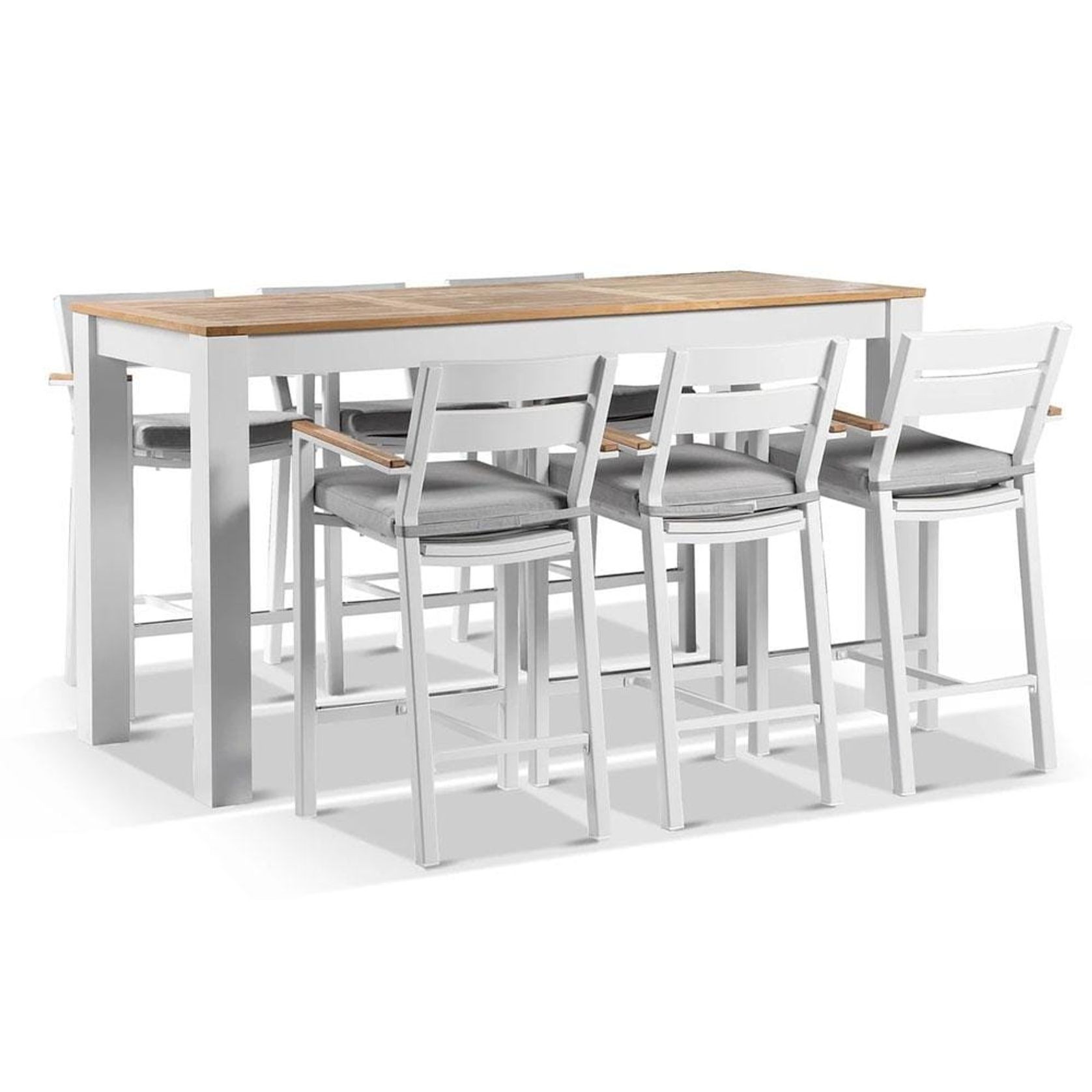 Balmoral 2m Bar Table & 6 Barstools - White & Grey gallery detail image