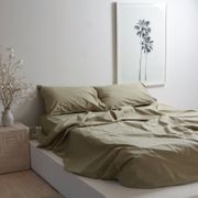 100% Stonewashed Cotton Sheet Set- Light Khaki gallery detail image