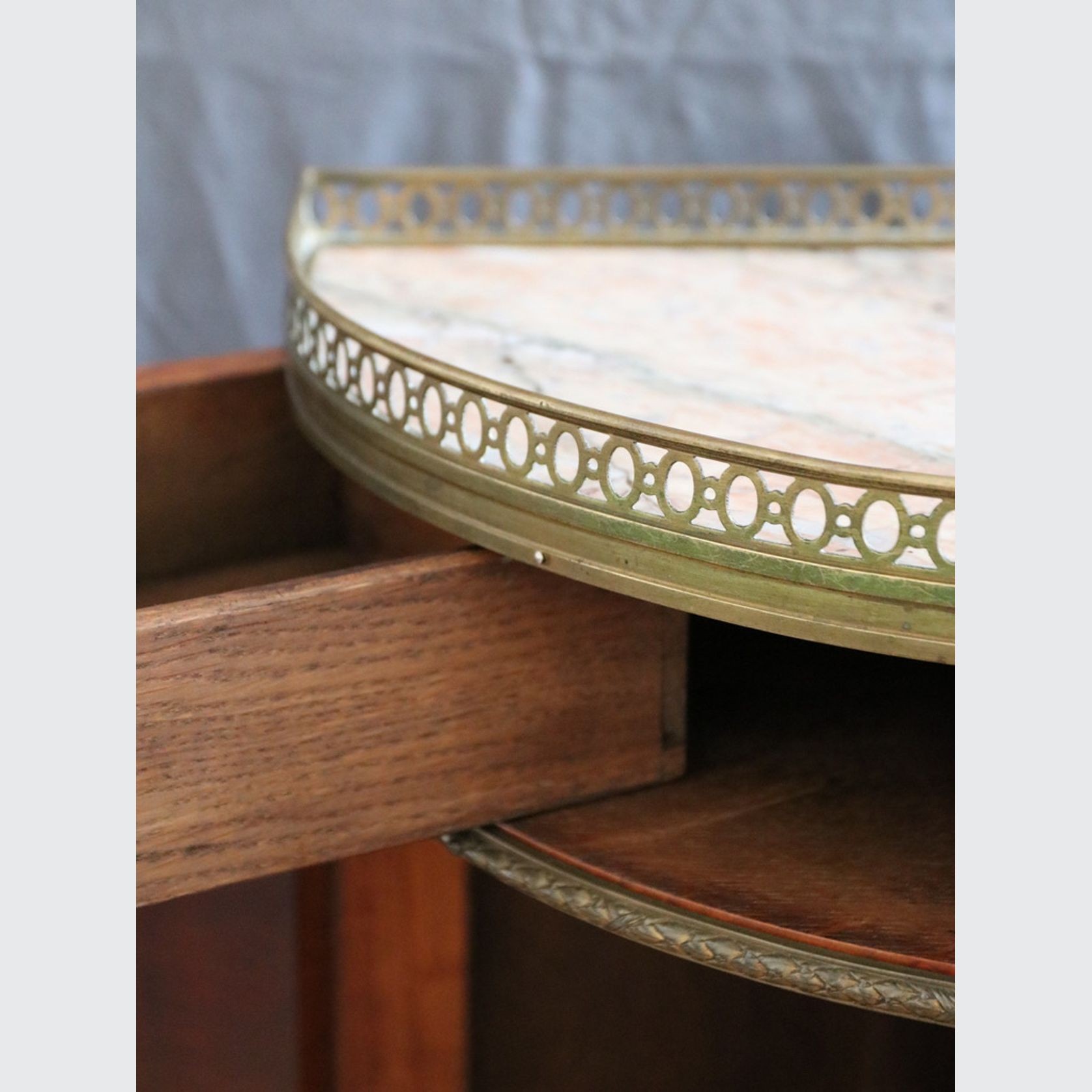 Antique French Neoclassical Demilune Cabinet gallery detail image