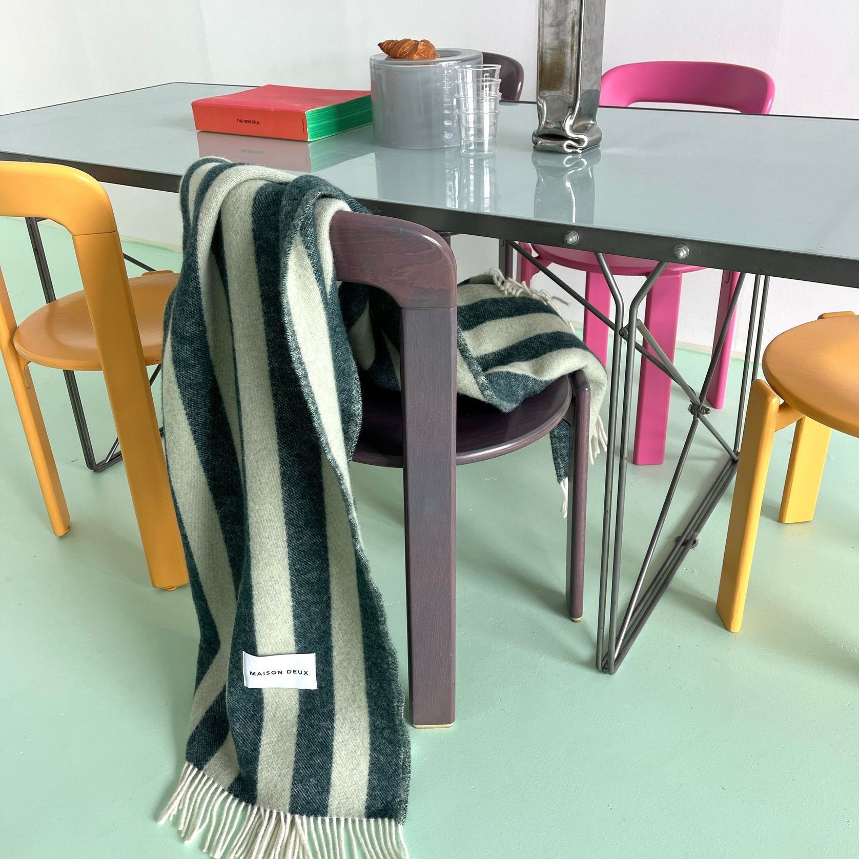 Maison Deux Candy Wrap - Green Sage | Large Reversible Wool Throw gallery detail image