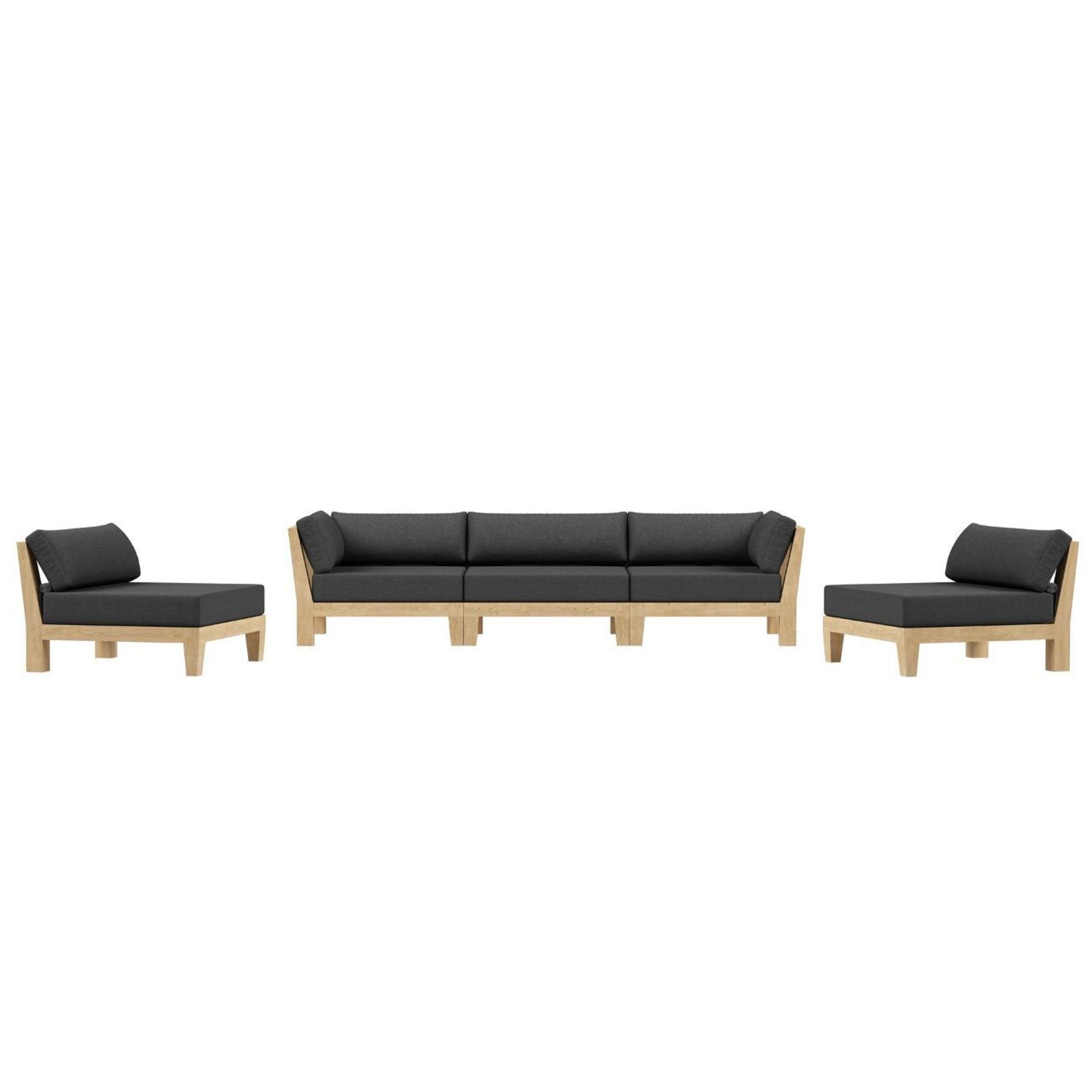 Newport Teak Outdoor Sofa with Armless Chairs - 5 Seat gallery detail image