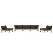 Newport Teak Outdoor Sofa with Armless Chairs - 5 Seat gallery detail image