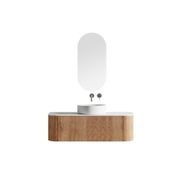 Orio Hayman Light Walnut Fluted 1200mm Curve Single Bowl Wall Hung Vanity gallery detail image