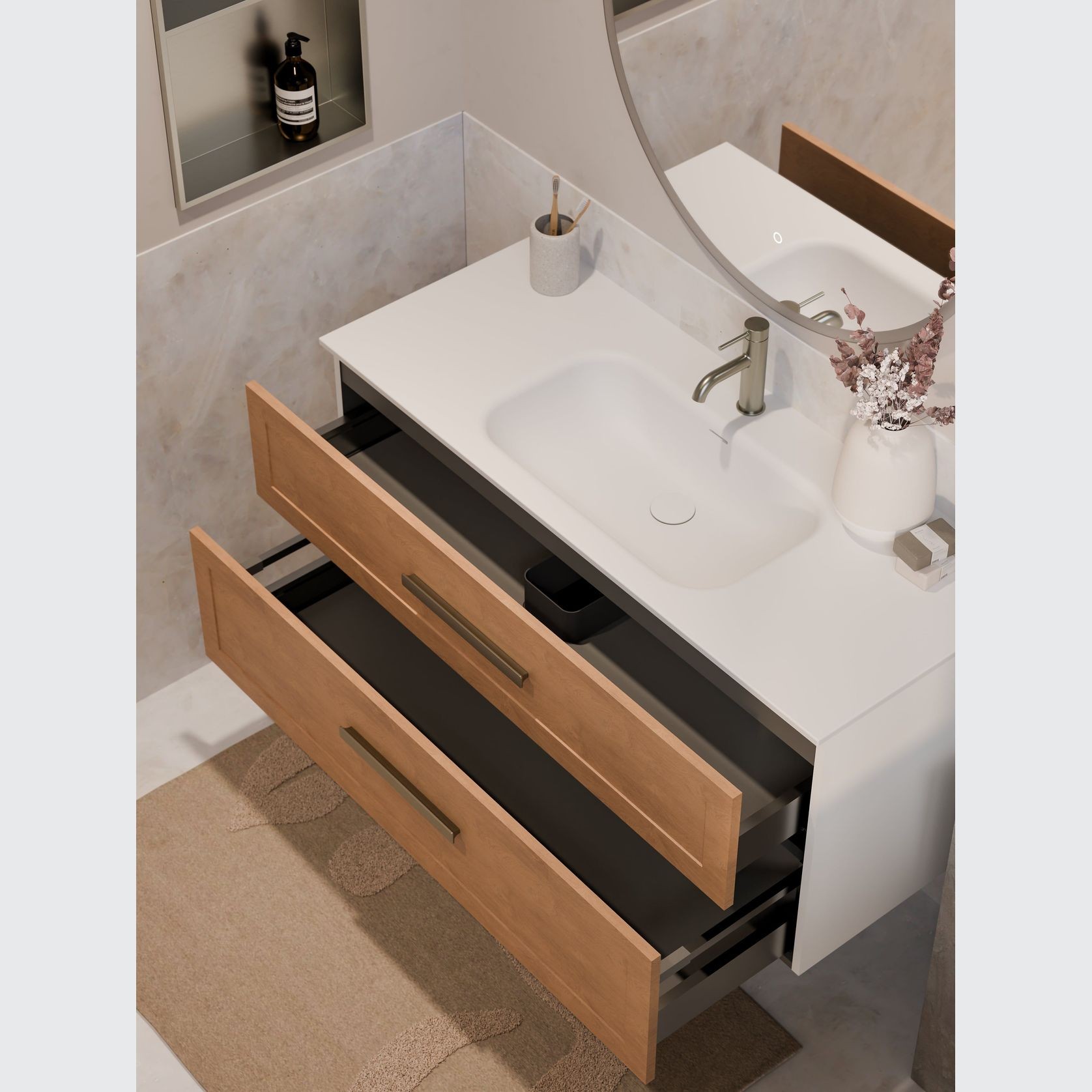 Lineare 1200 Loft Double Drawer Vanity gallery detail image