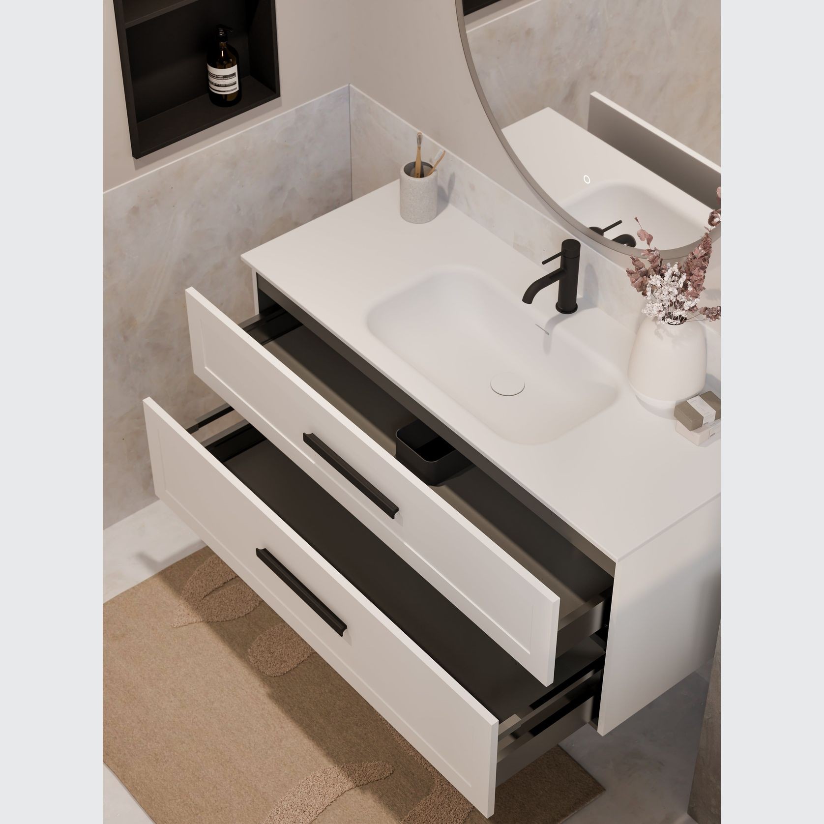 Lineare 1200 Loft Double Drawer Vanity gallery detail image