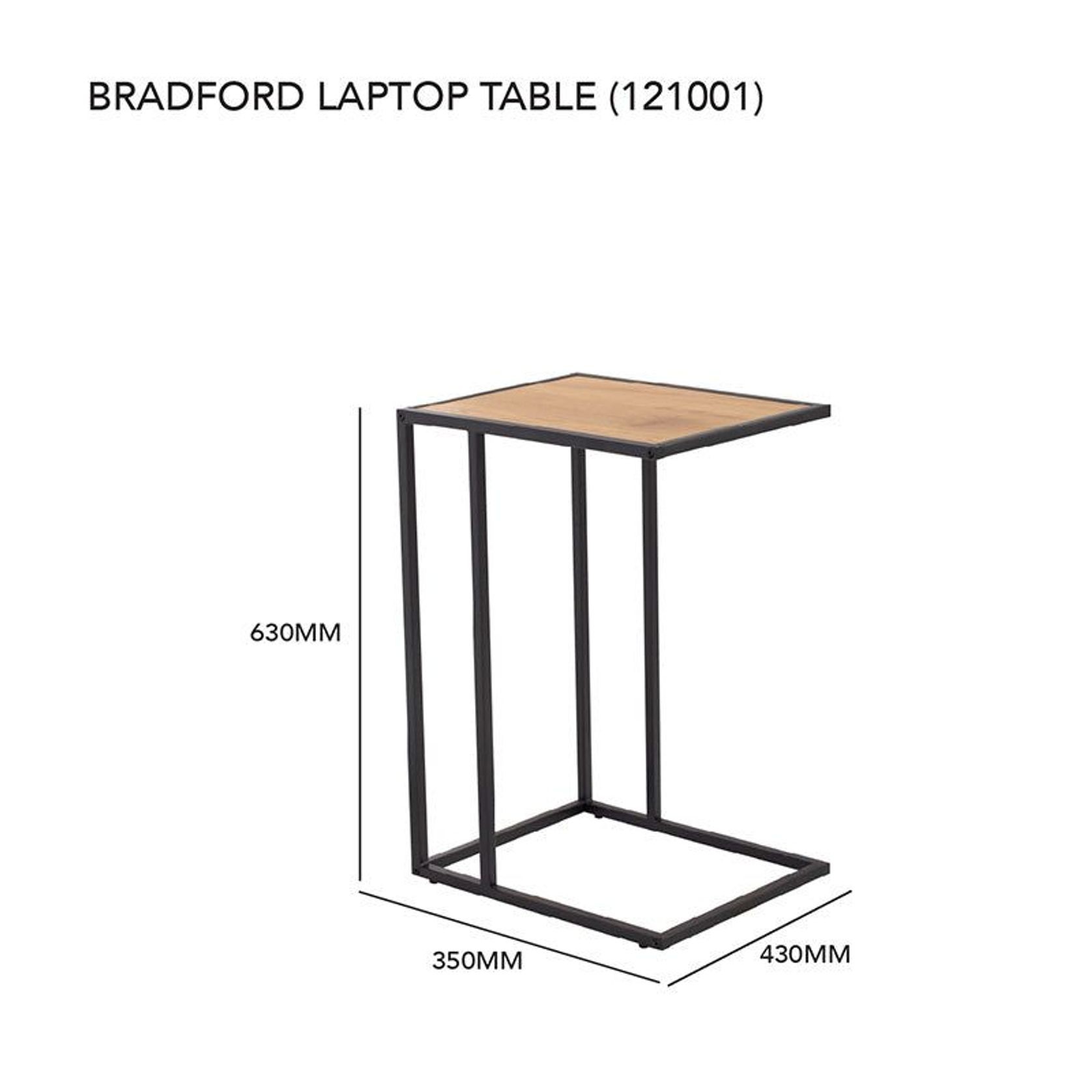 BRADFORD Laptop Table - Natural & Black gallery detail image