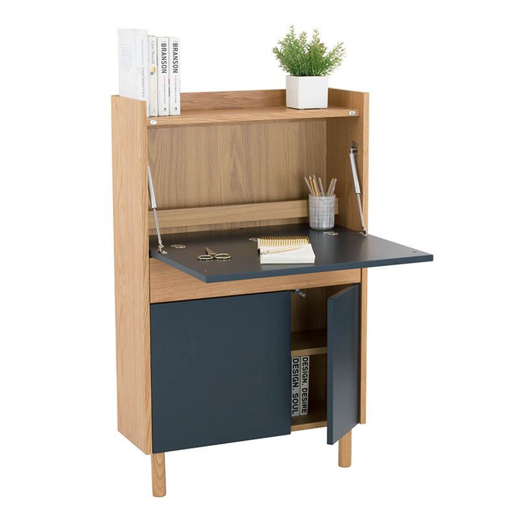 BARTON Study Desk 71cm - Blue & Natural gallery detail image