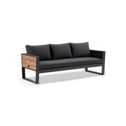 Corfu 3 Seater Outdoor Aluminium & Teak Charcoal Sofa gallery detail image