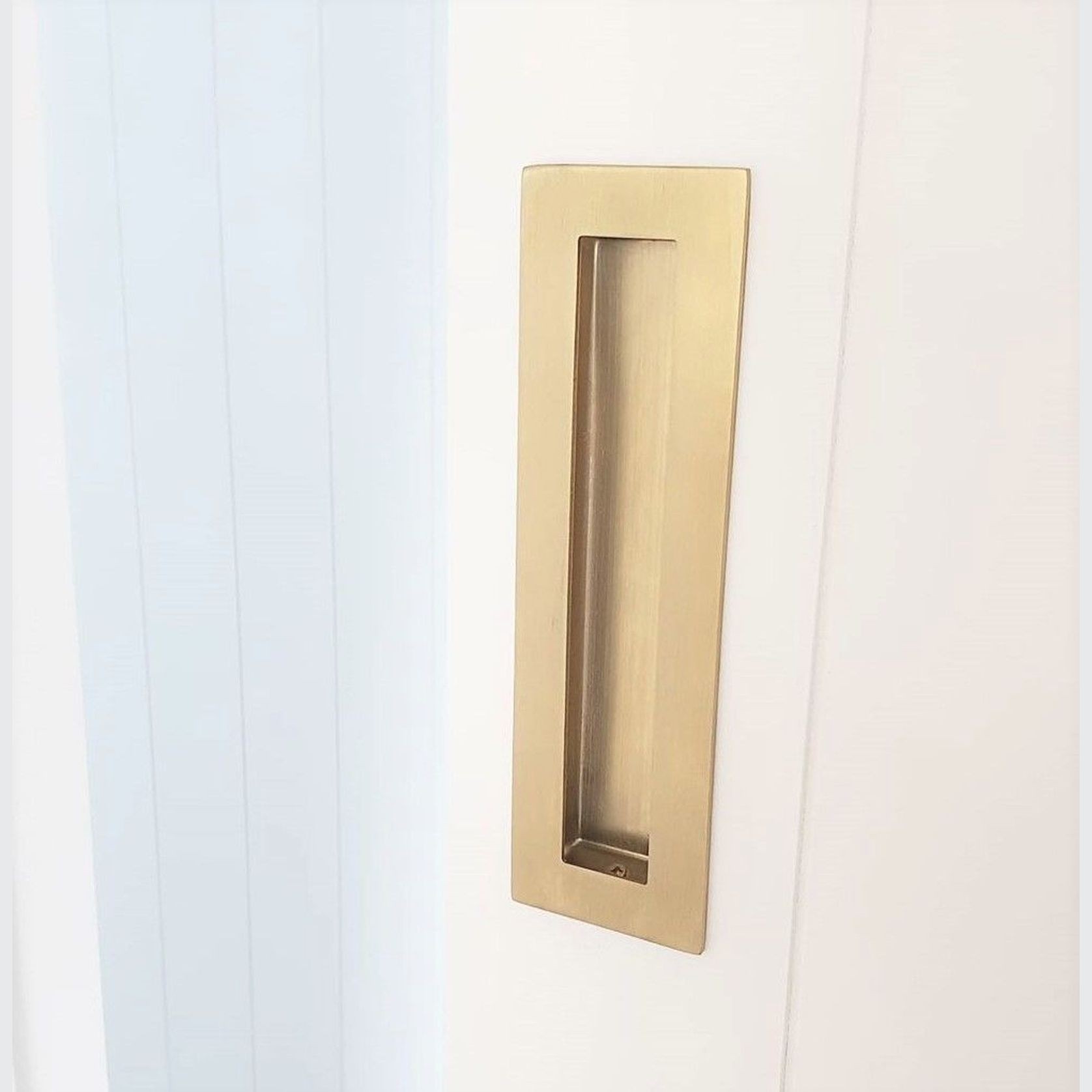 Brushed Brass FLUSH PULL Rectangle Handle  200mm gallery detail image