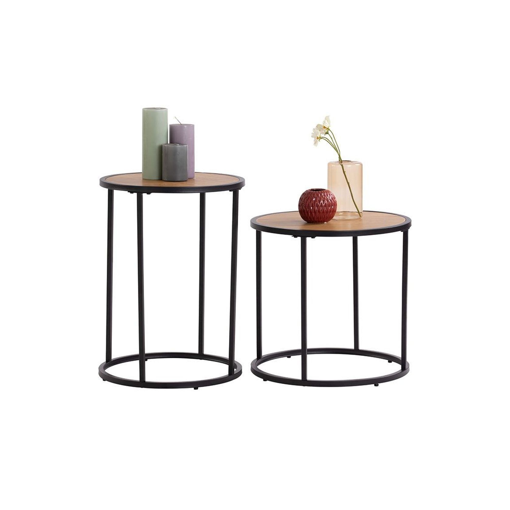 BRADFORD Side Table 40cm - Natural & Black gallery detail image