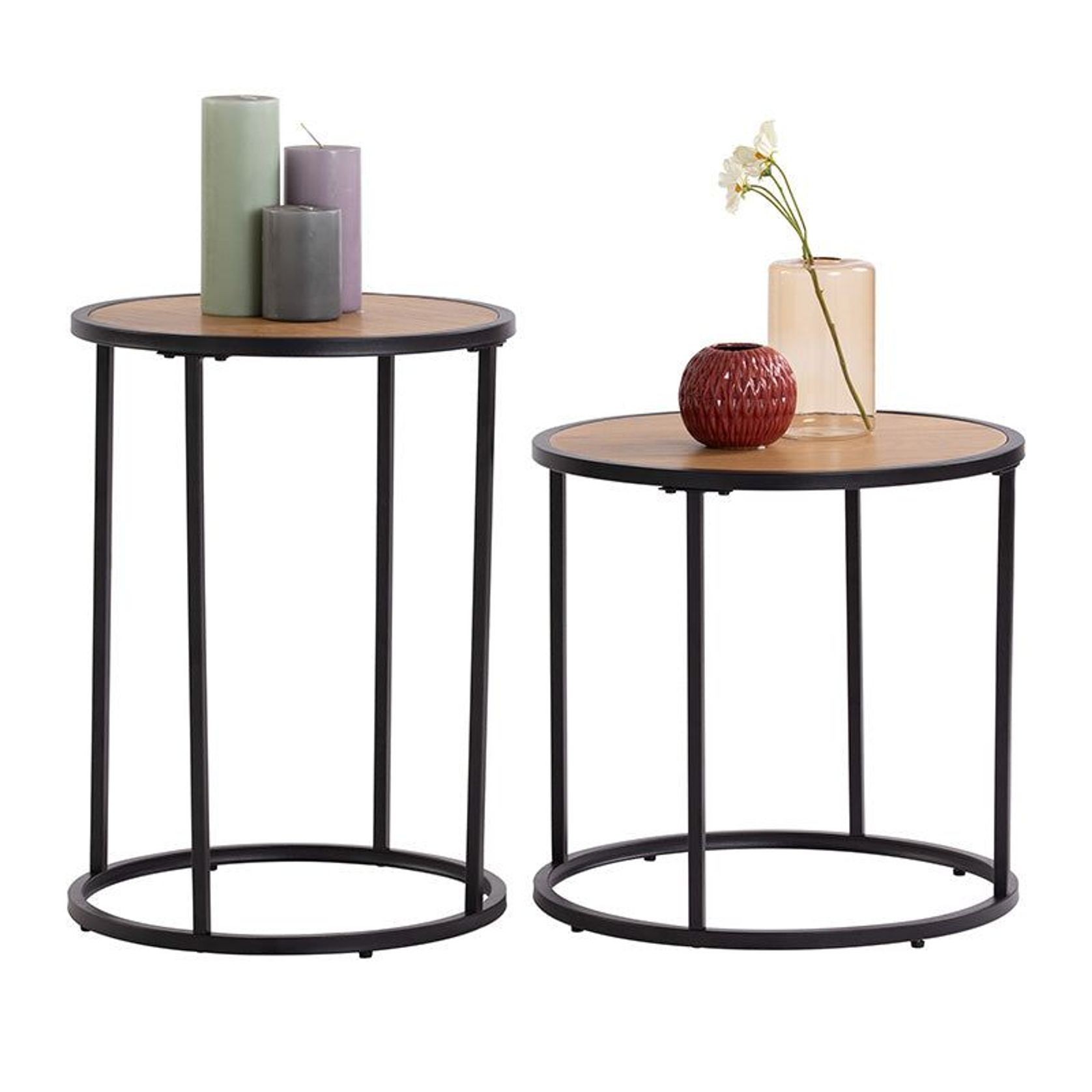 BRADFORD Side Table 40cm  - Natural & Black gallery detail image