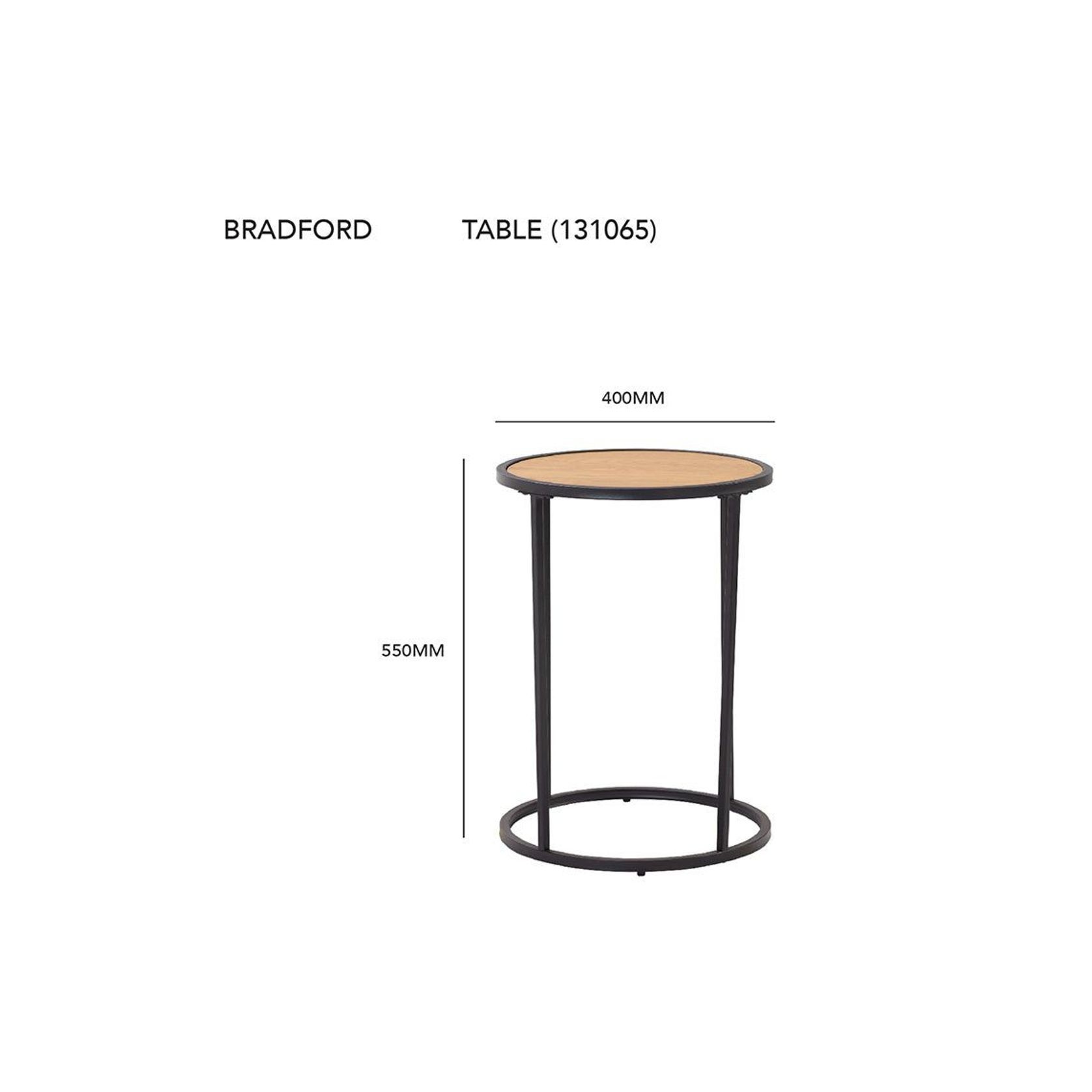 BRADFORD Side Table 40cm  - Natural & Black gallery detail image
