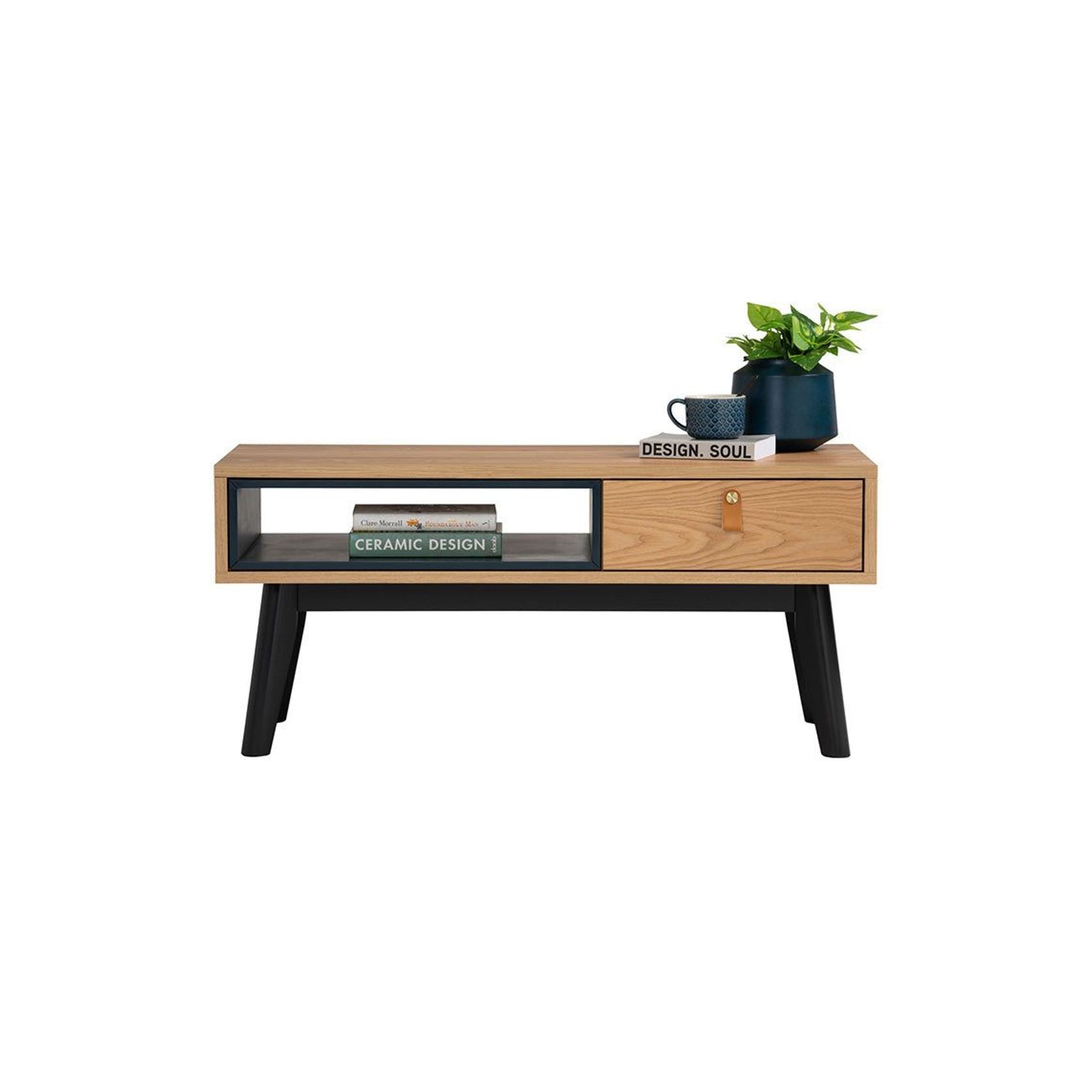 CASTOR Coffee Table 100cm - Natural, Navy Blue & Black gallery detail image