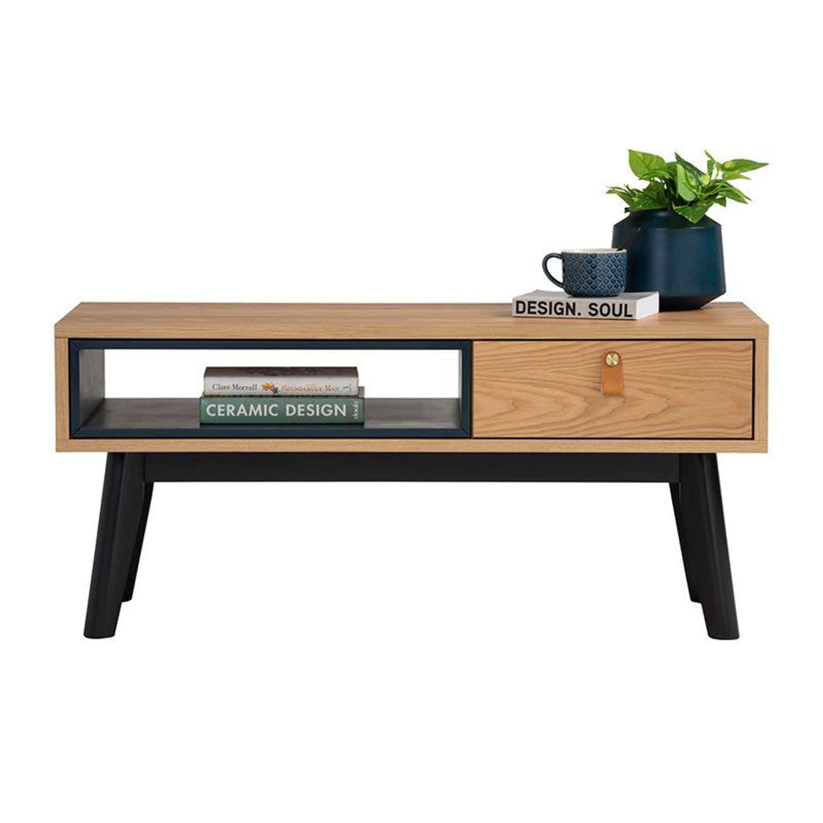 CASTOR Coffee Table 100cm - Natural, Navy Blue & Black gallery detail image