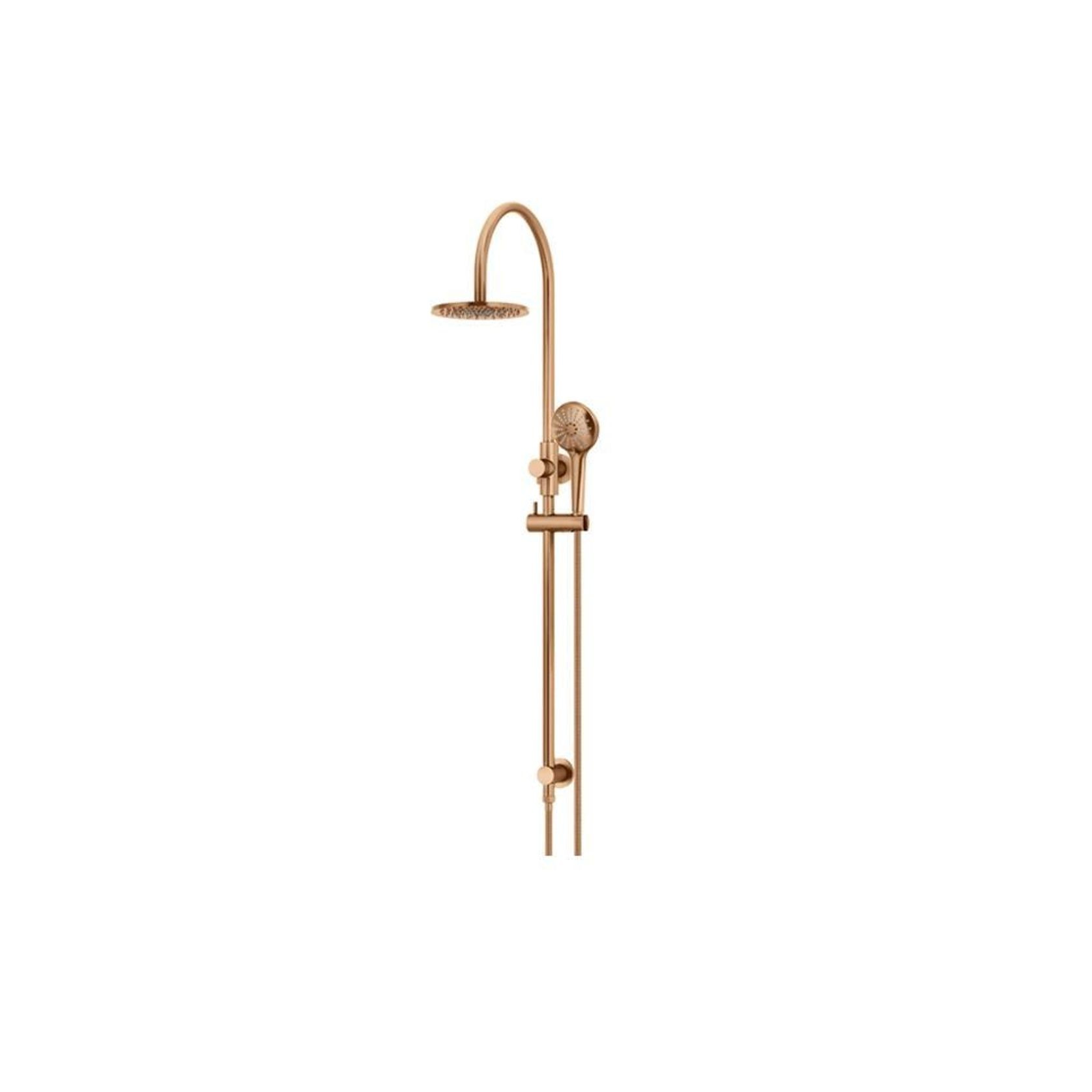Meir Round Gooseneck Shower Set with 200mm Rose, Three Function Hand Shower Lustre Bronze gallery detail image