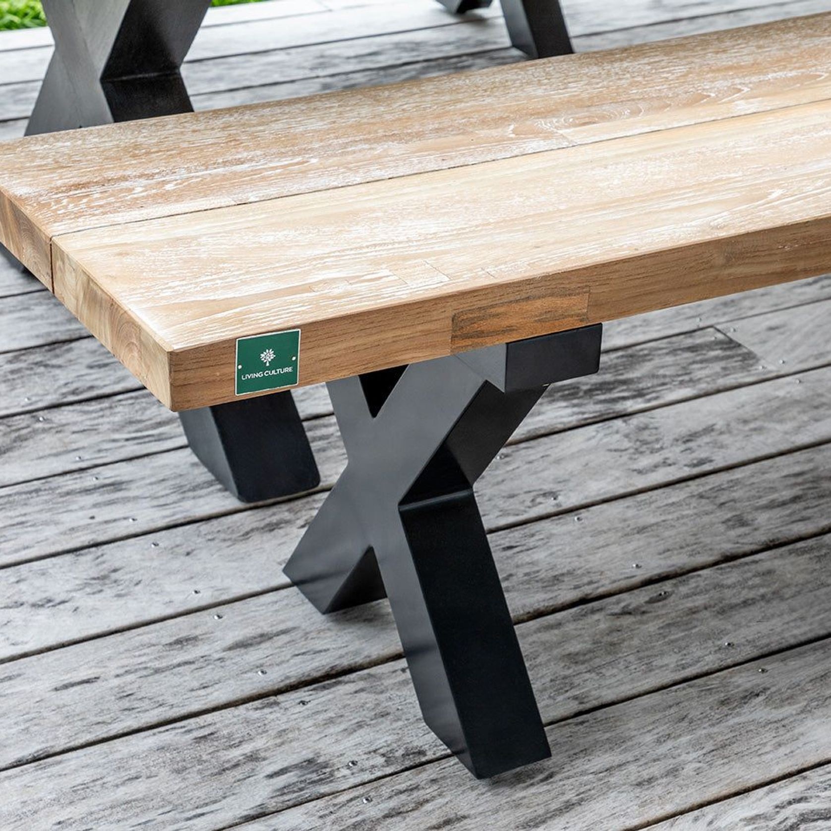 Fortico Teak X-leg Bench Seat 280cm gallery detail image