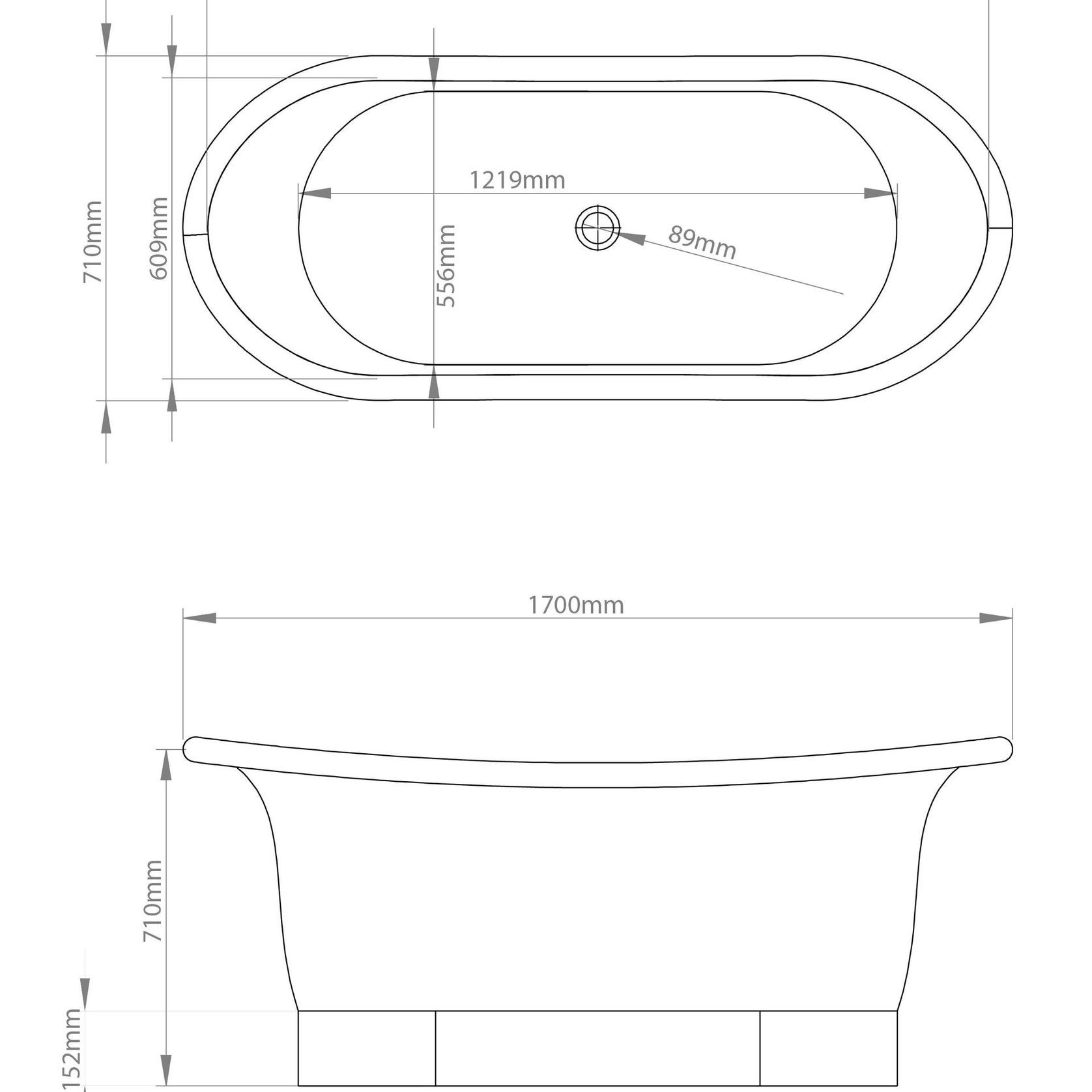 The Copper Bath Tub - Krishna Brass Double Slipper Smooth 1700mm - CB5009-D67 gallery detail image