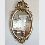 Louis Philippe Oval Silver Leaf Mirror In the Regency Style gallery detail image