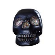 Meh Wood Skull Sculpture with Swarovski Crystal - Rainbow gallery detail image