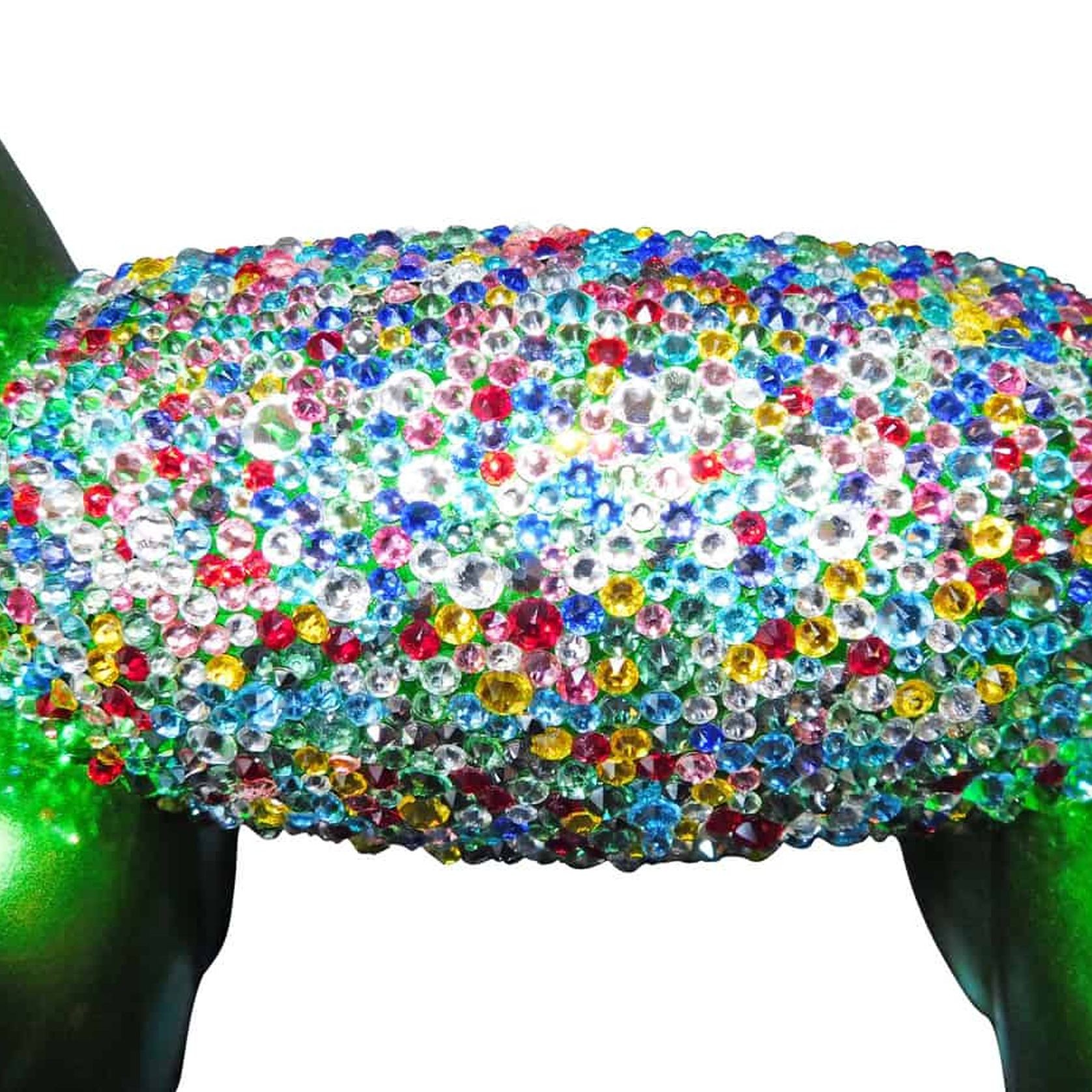 Balonus Balloon Dog Resin and Swarovski Sculpture - Green/Rainbow gallery detail image