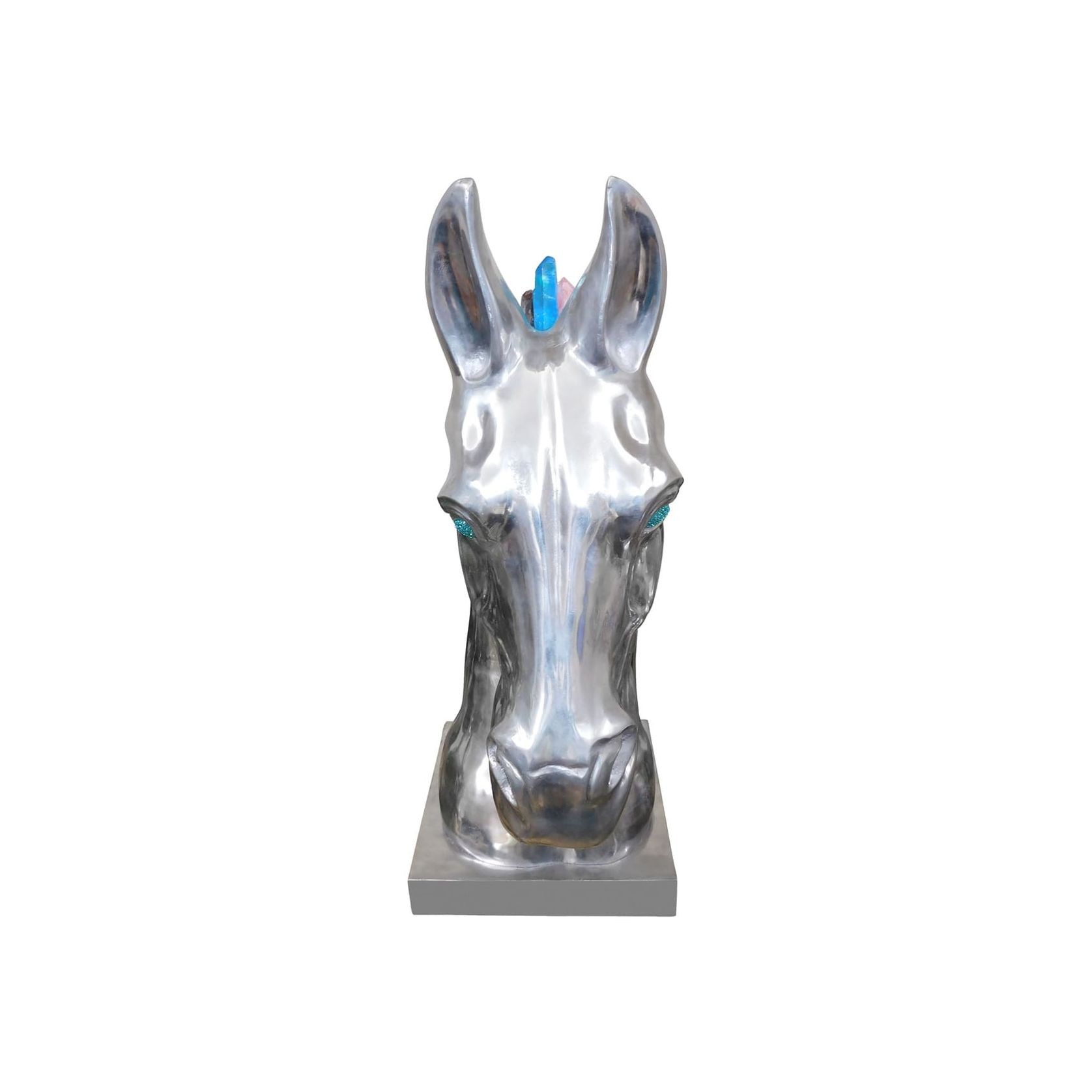 Calu Aluminium Horse Sculpture with Crystal and Quartz Stone gallery detail image