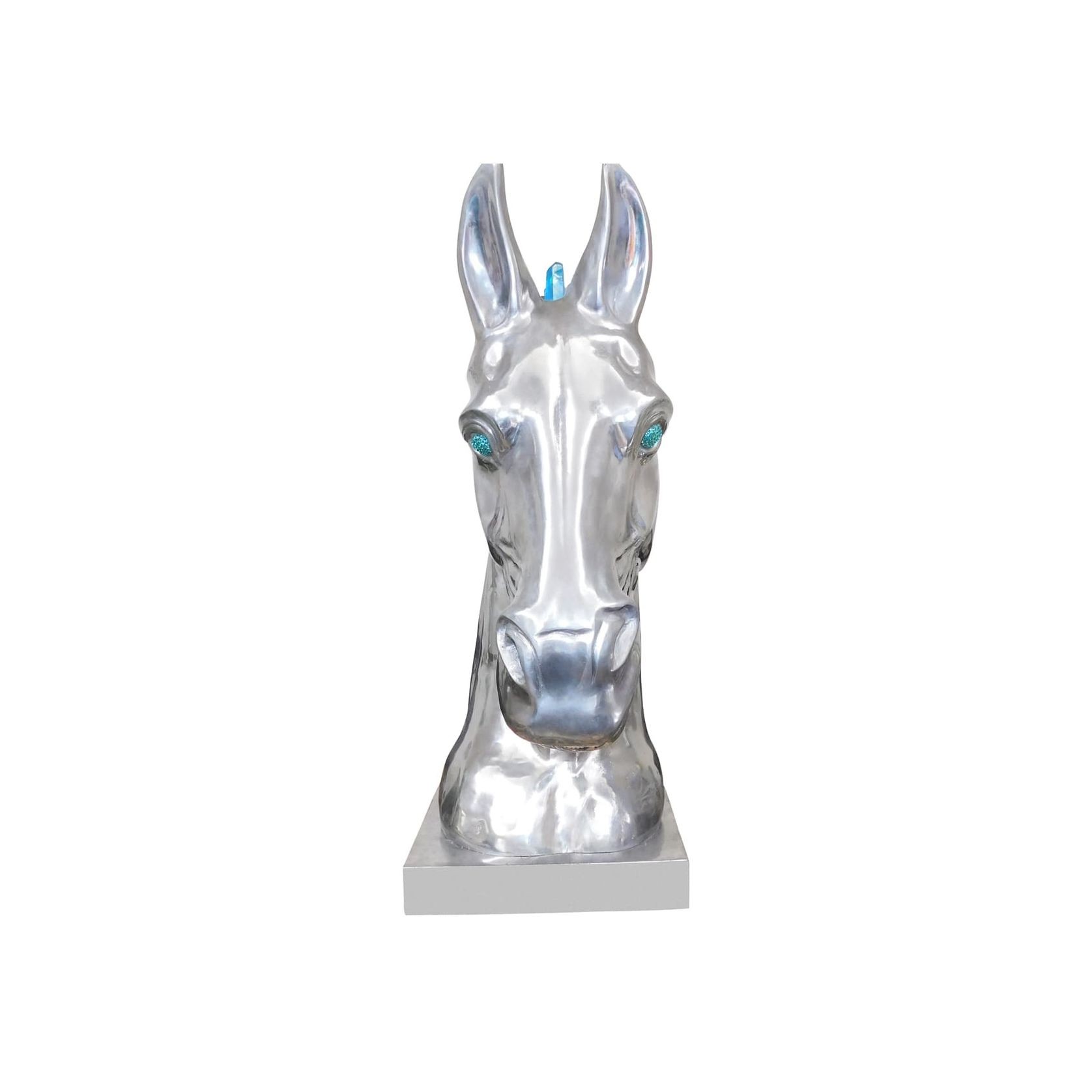 Calu Aluminium Horse Sculpture with Crystal and Quartz Stone gallery detail image