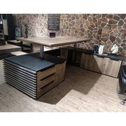 PHOENIX 2.0 - Sit Stand Electric Lift Executive Desk with Right Return 2.8m - Warm Oak & Black gallery detail image