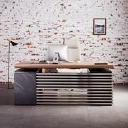 PHOENIX Executive Desk with Right Return 1.8M - Warm Oak & Black gallery detail image