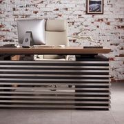 PHOENIX Executive Desk with Right Return 1.8M - Warm Oak & Black gallery detail image