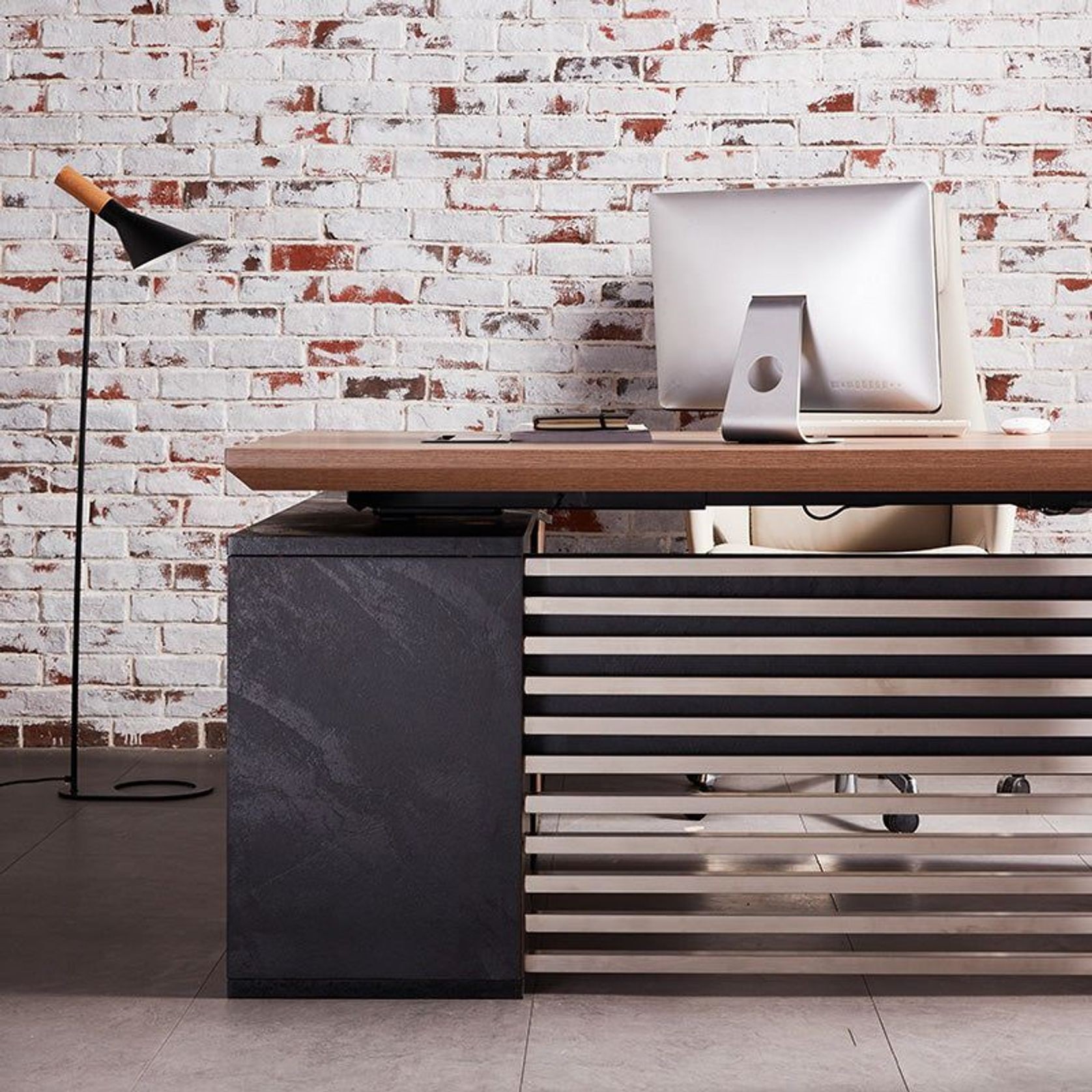 PHOENIX Sit & Stand Electric Lift Executive Desk with Right Return 1.8M - Warm Oak & Black gallery detail image