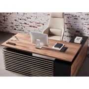 PHOENIX Sit & Stand Electric Lift Executive Desk with Left Return 1.8M - Warm Oak & Black gallery detail image