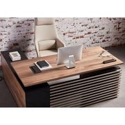 PHOENIX Sit & Stand Electric Lift Executive Desk with Right Return 1.8M - Warm Oak & Black gallery detail image