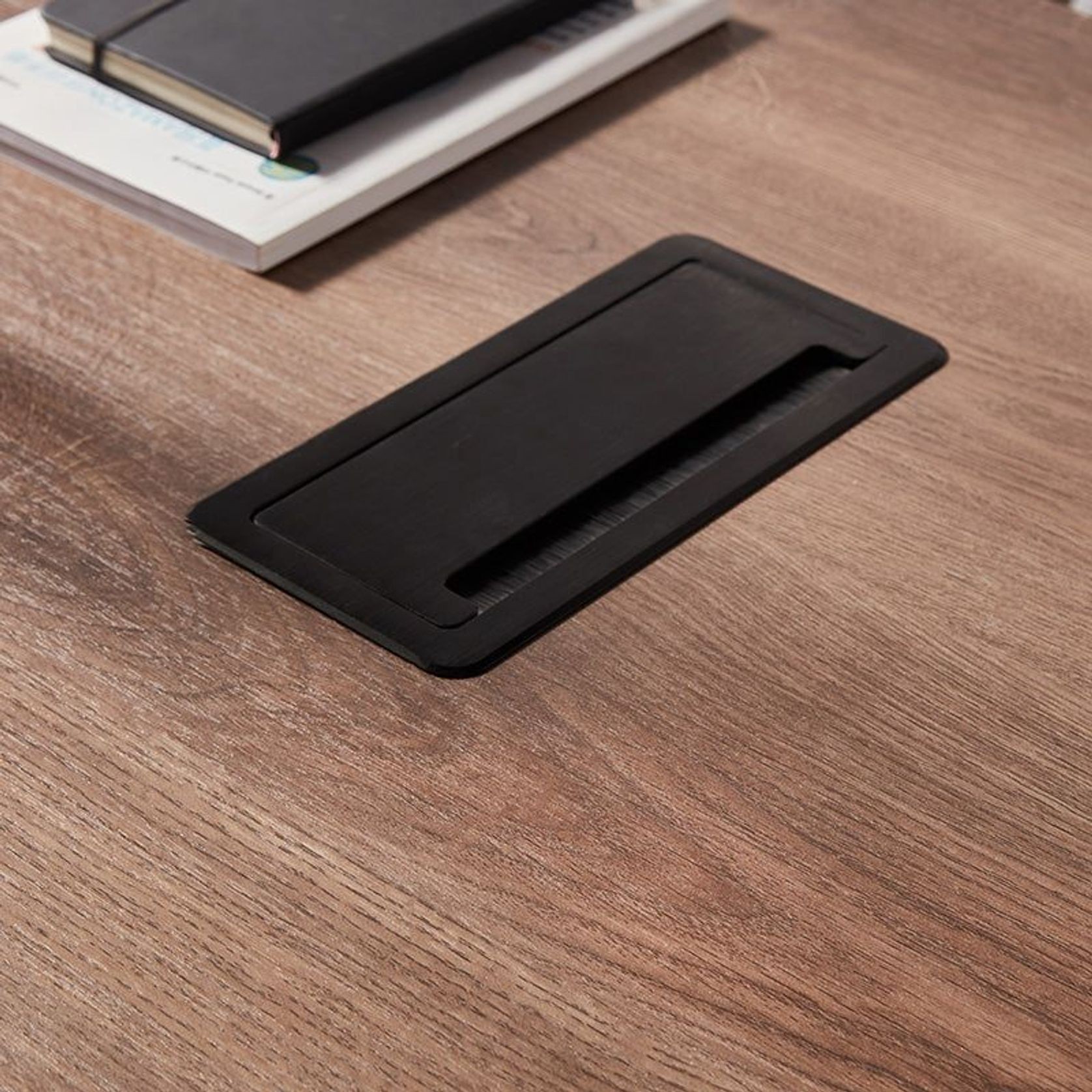 PHOENIX Executive Desk with Left Return 1.8M - Warm Oak & Black gallery detail image