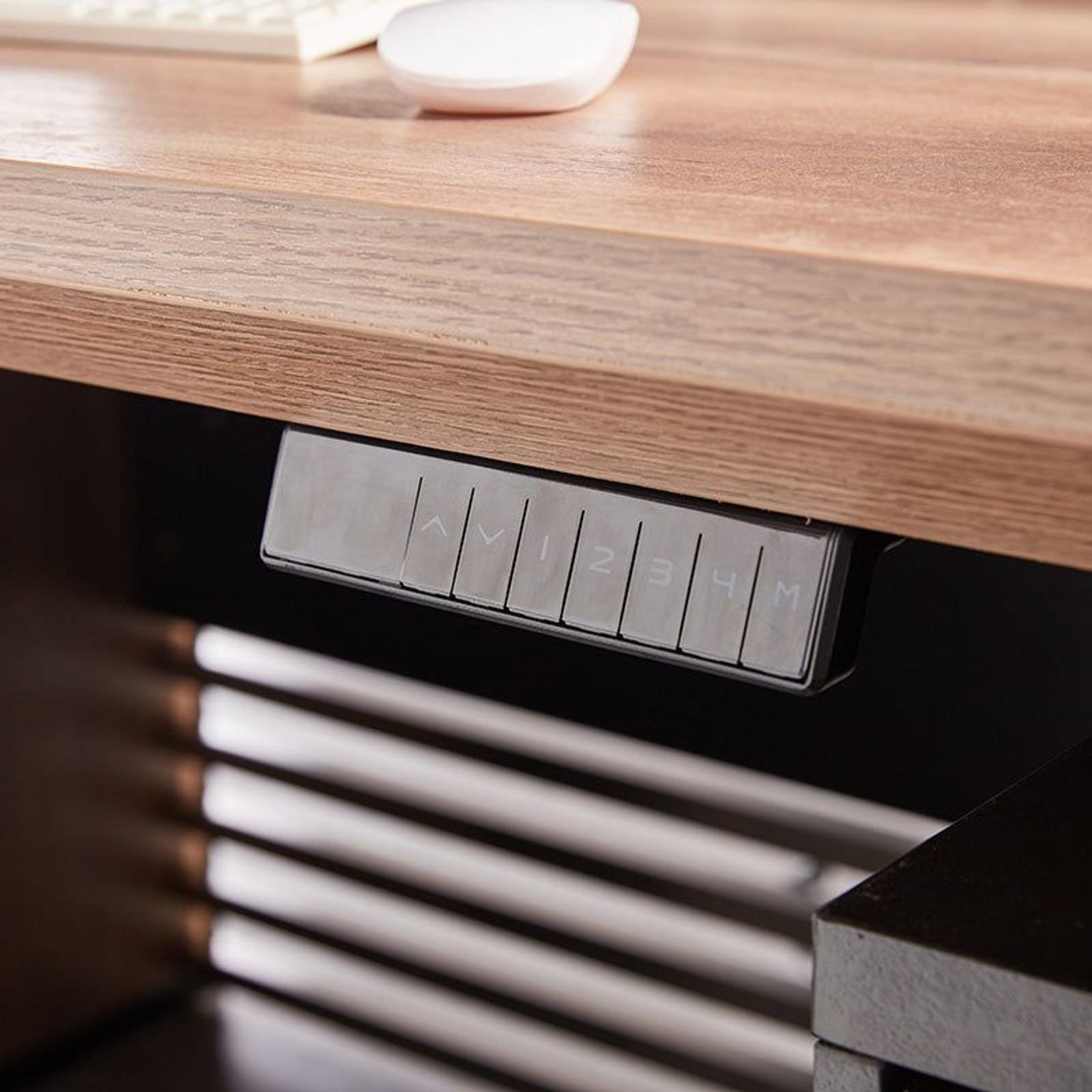 PHOENIX Sit & Stand Electric Lift Executive Desk with Right Return 1.8M - Warm Oak & Black gallery detail image