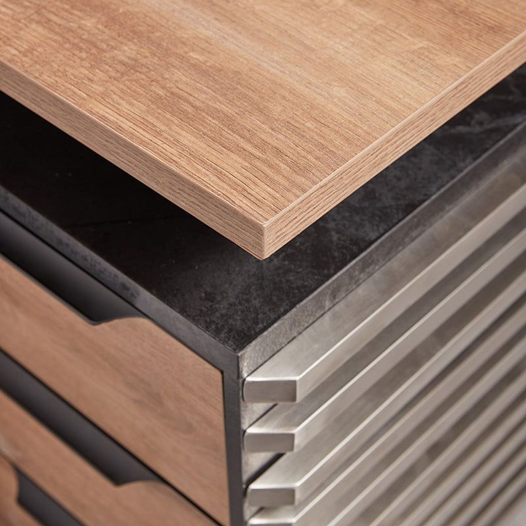 PHOENIX Sit & Stand Electric Lift Executive Desk with Right Return 2.2M - Warm Oak & Black gallery detail image