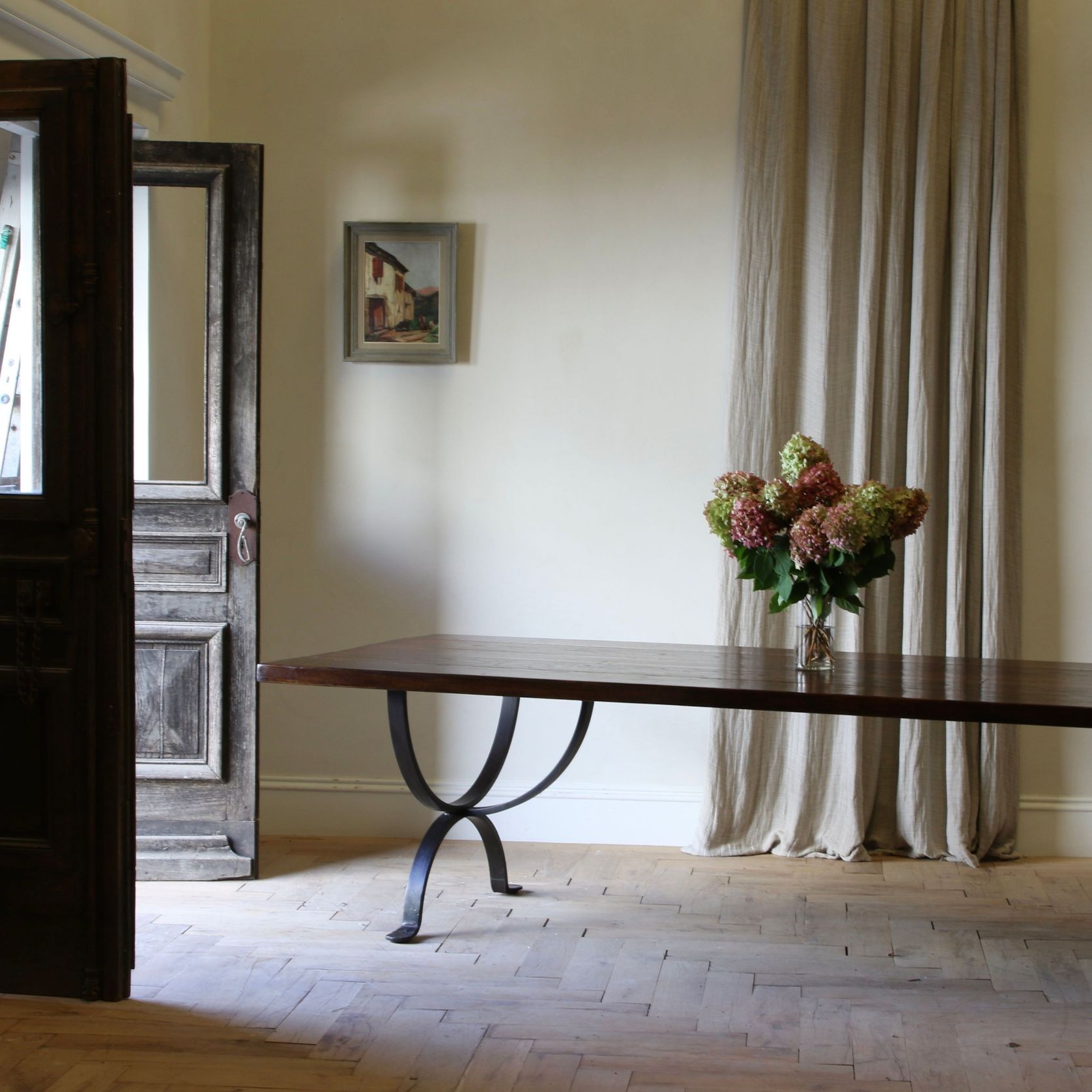 Refectory Table With Forged Iron Base gallery detail image