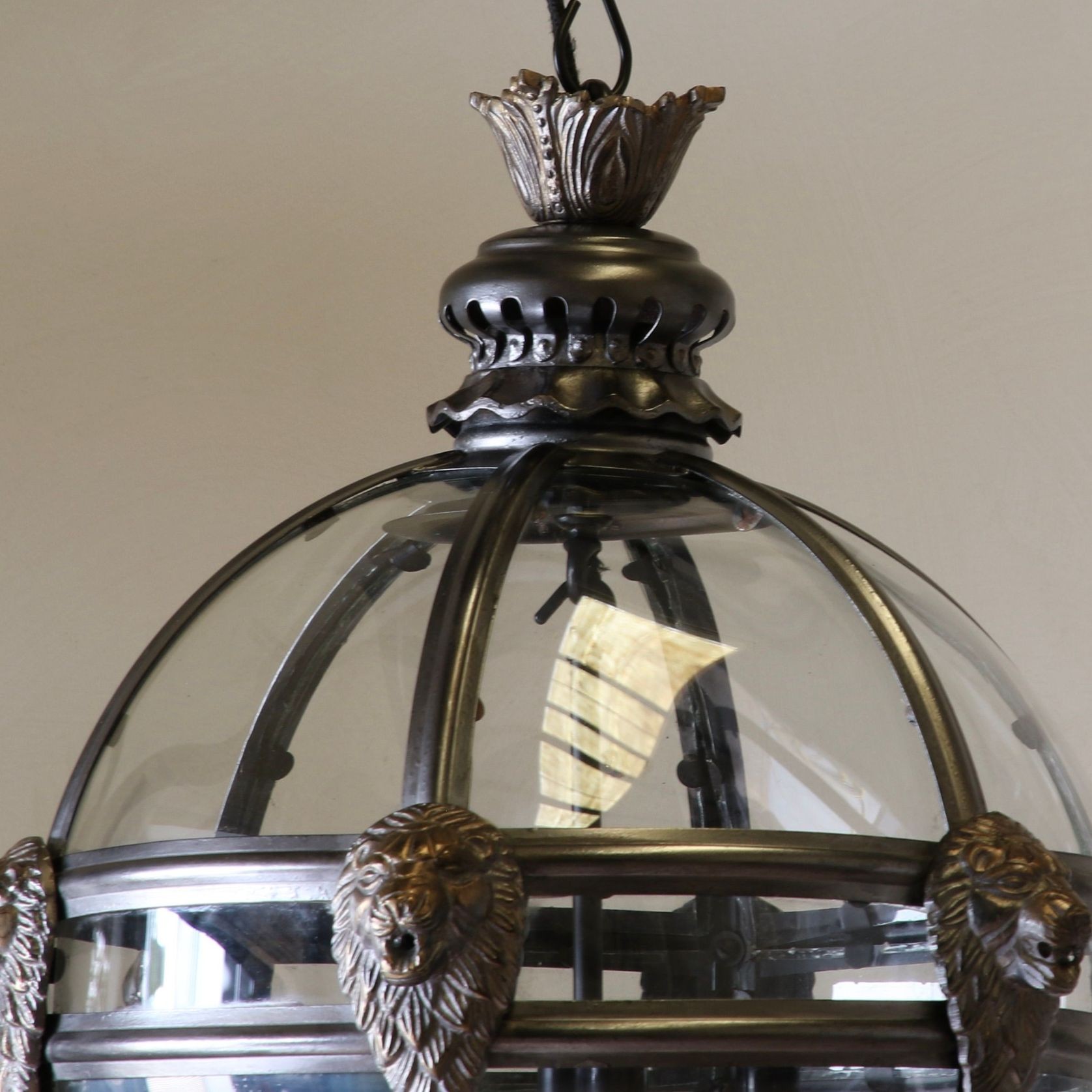 Lion Globe Lantern | Pewter gallery detail image