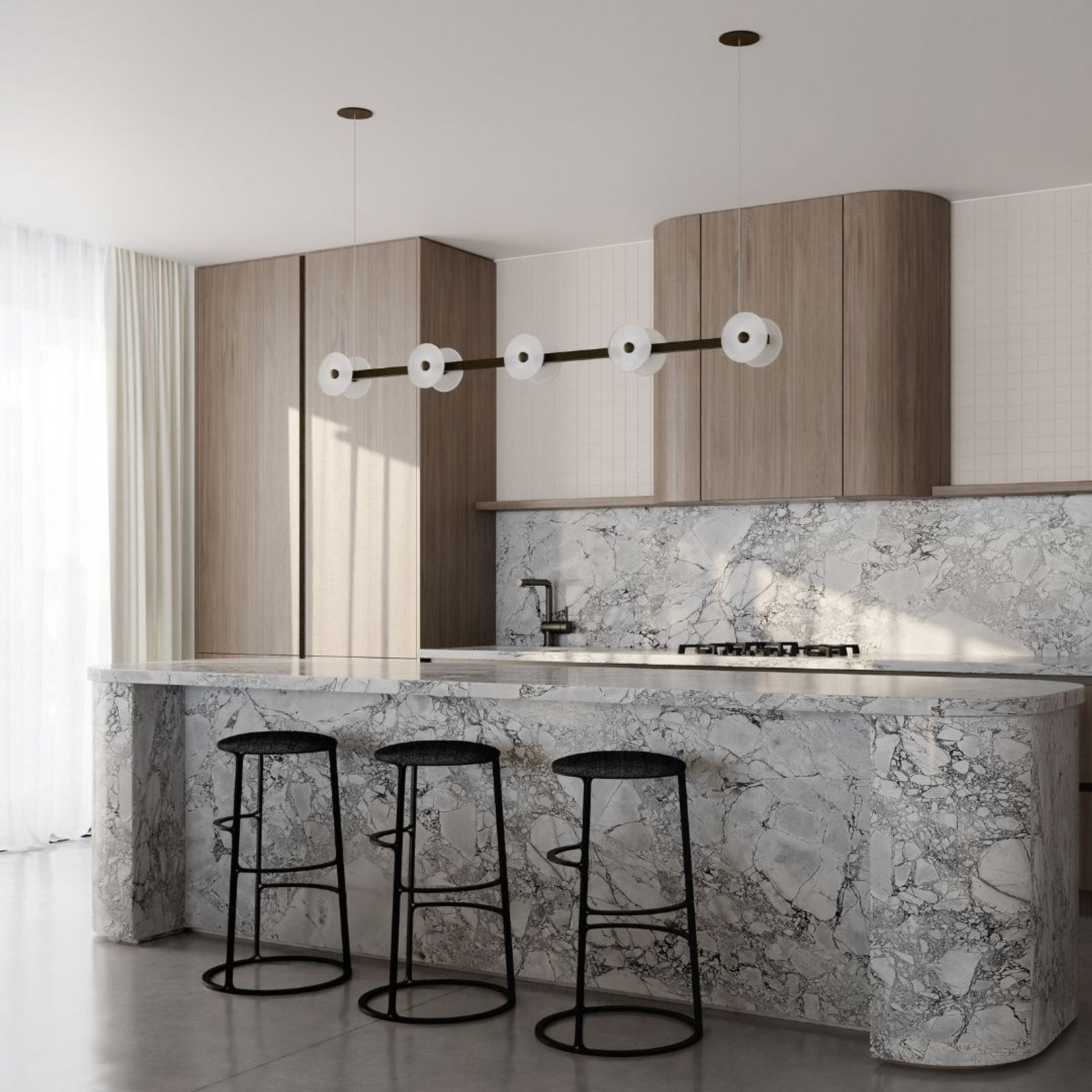 Coral Linear Bar Pendant - Frosted Glass gallery detail image