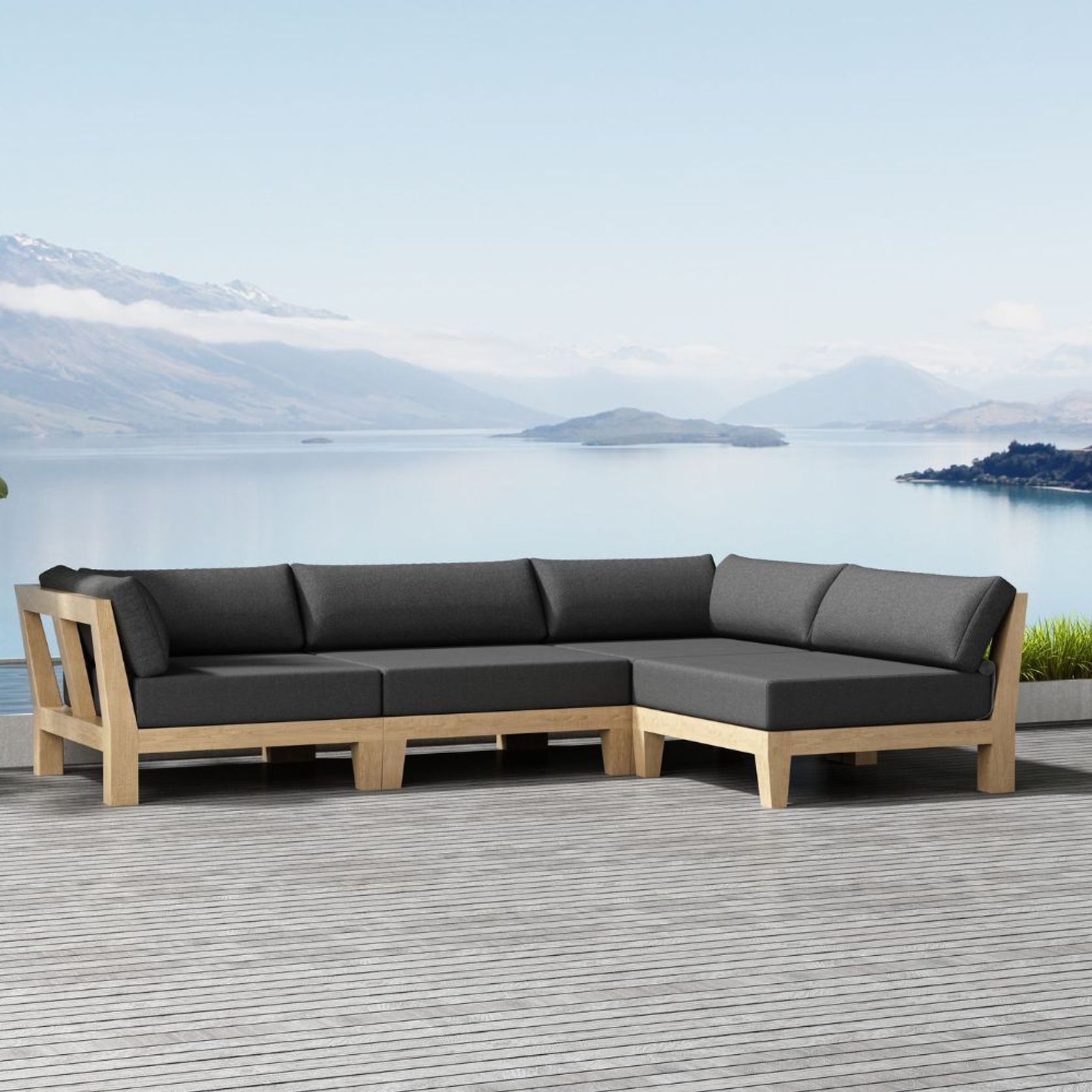 Newport Teak Outdoor Sofa L Sectional - 4 Seat gallery detail image