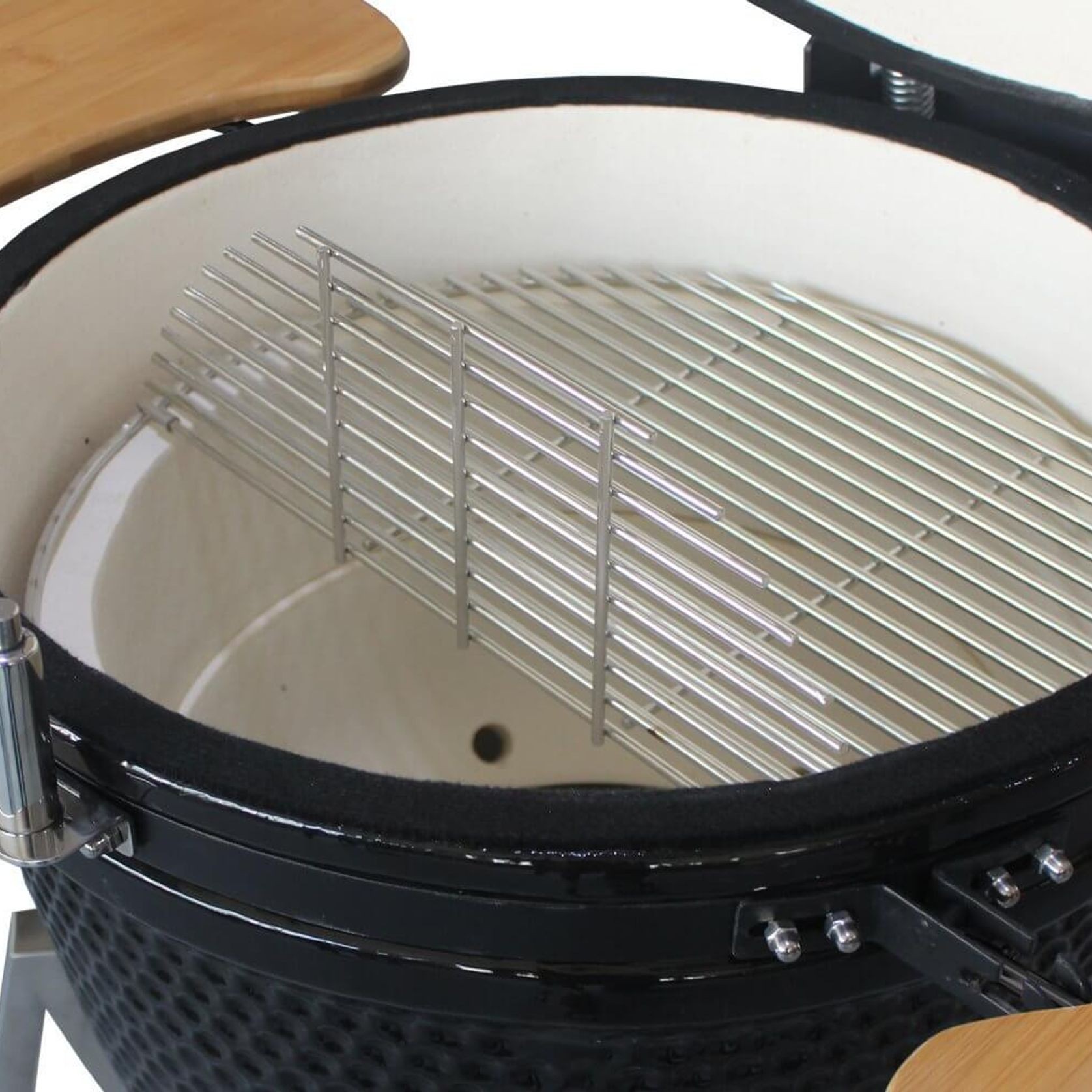 21-Inch Kamado Ceramic Charcoal Grill With Silver Rolling Cart gallery detail image