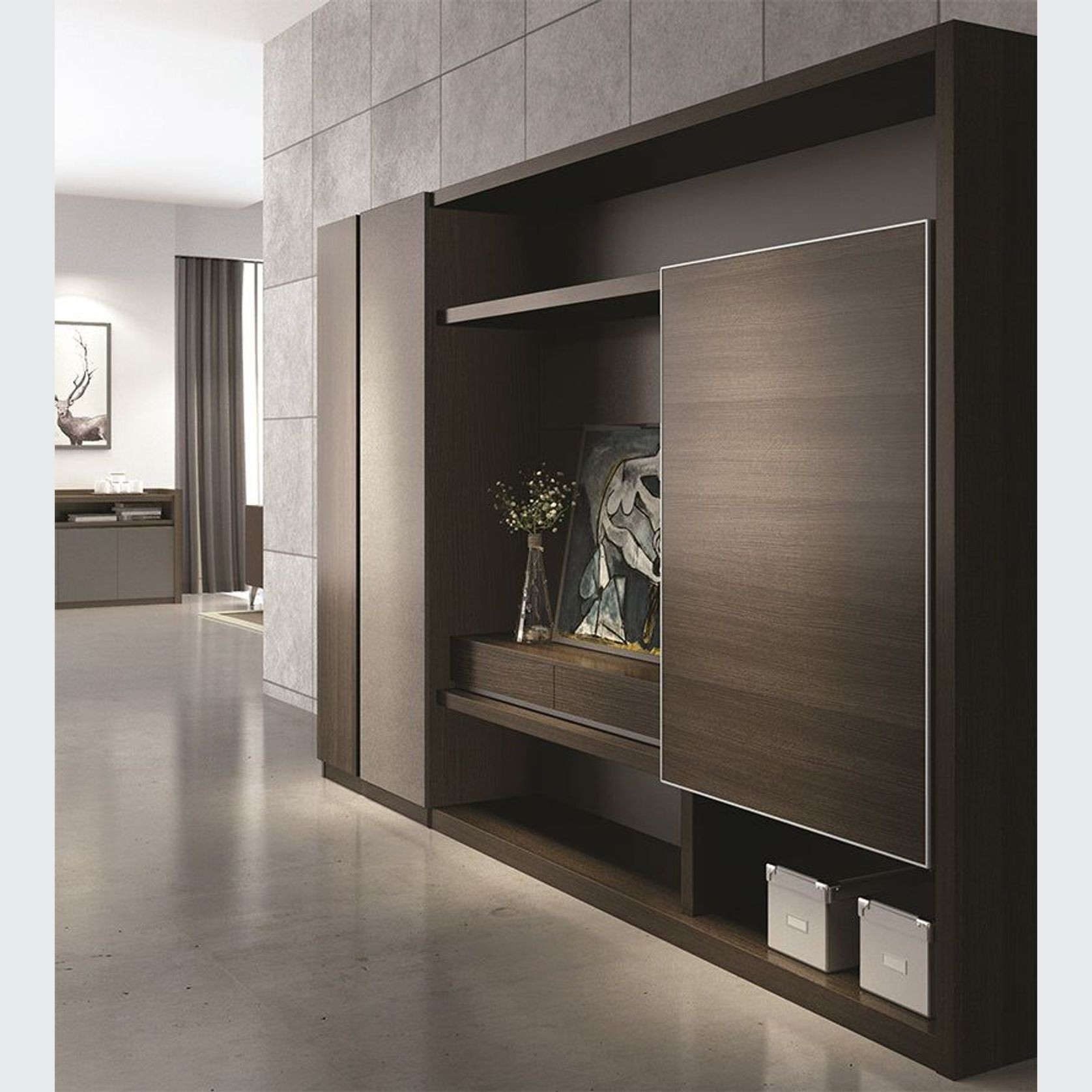 Carter Display Cabinet 2.4M - Coffee & Grey gallery detail image