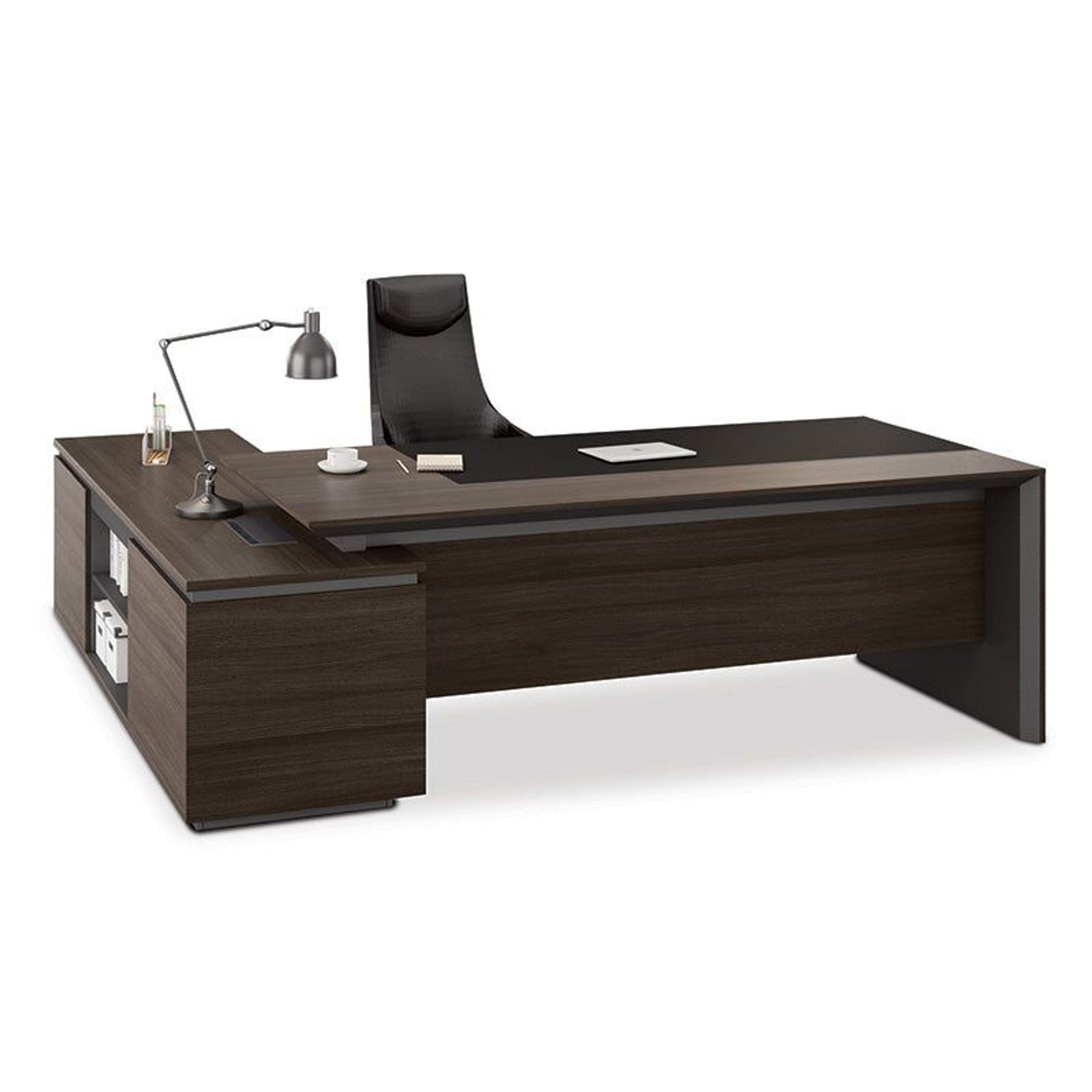 CARTER Executive Office Desk with Right Return 2.2M - Coffee & Charcoal gallery detail image