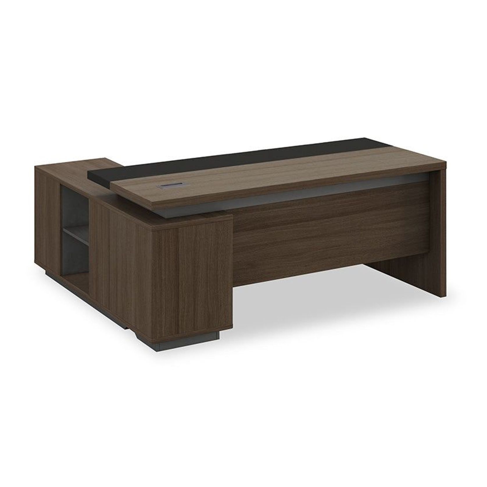 Carter Executive Office Desk + Right Return - 180cm - Coffee + Charcoal gallery detail image