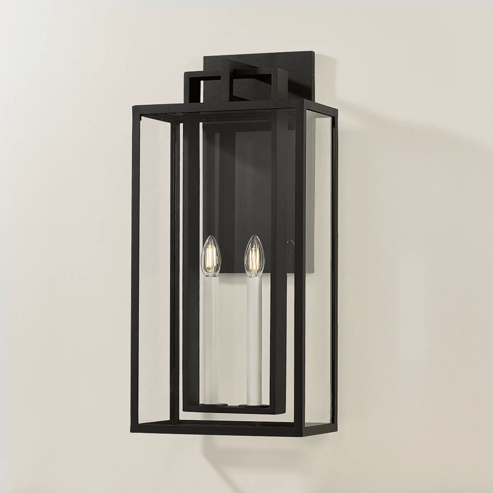 Robertson 2 Light Outdoor Wall Lantern - Large in Textured Black gallery detail image