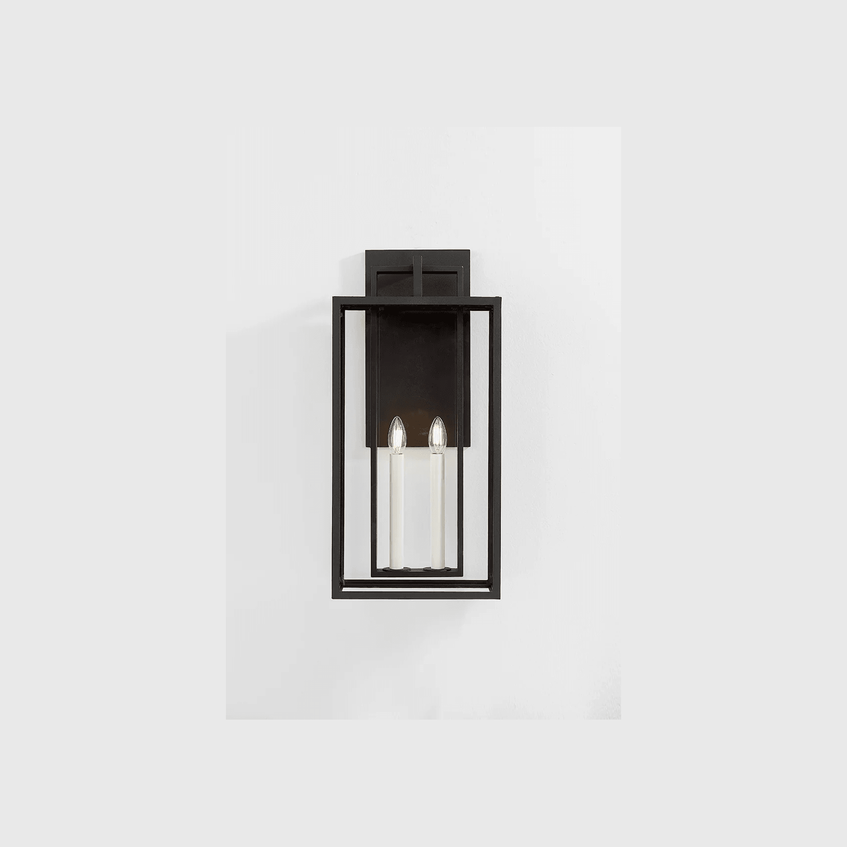 Robertson 2 Light Outdoor Wall Lantern - Large in Textured Black gallery detail image