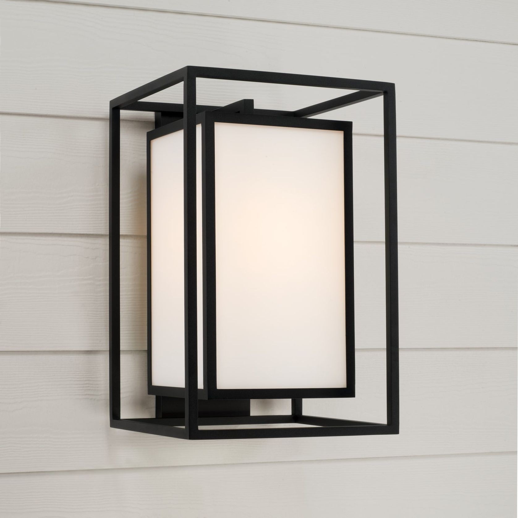 Merlo 1 Light Outdoor Wall Light - Large in Black gallery detail image